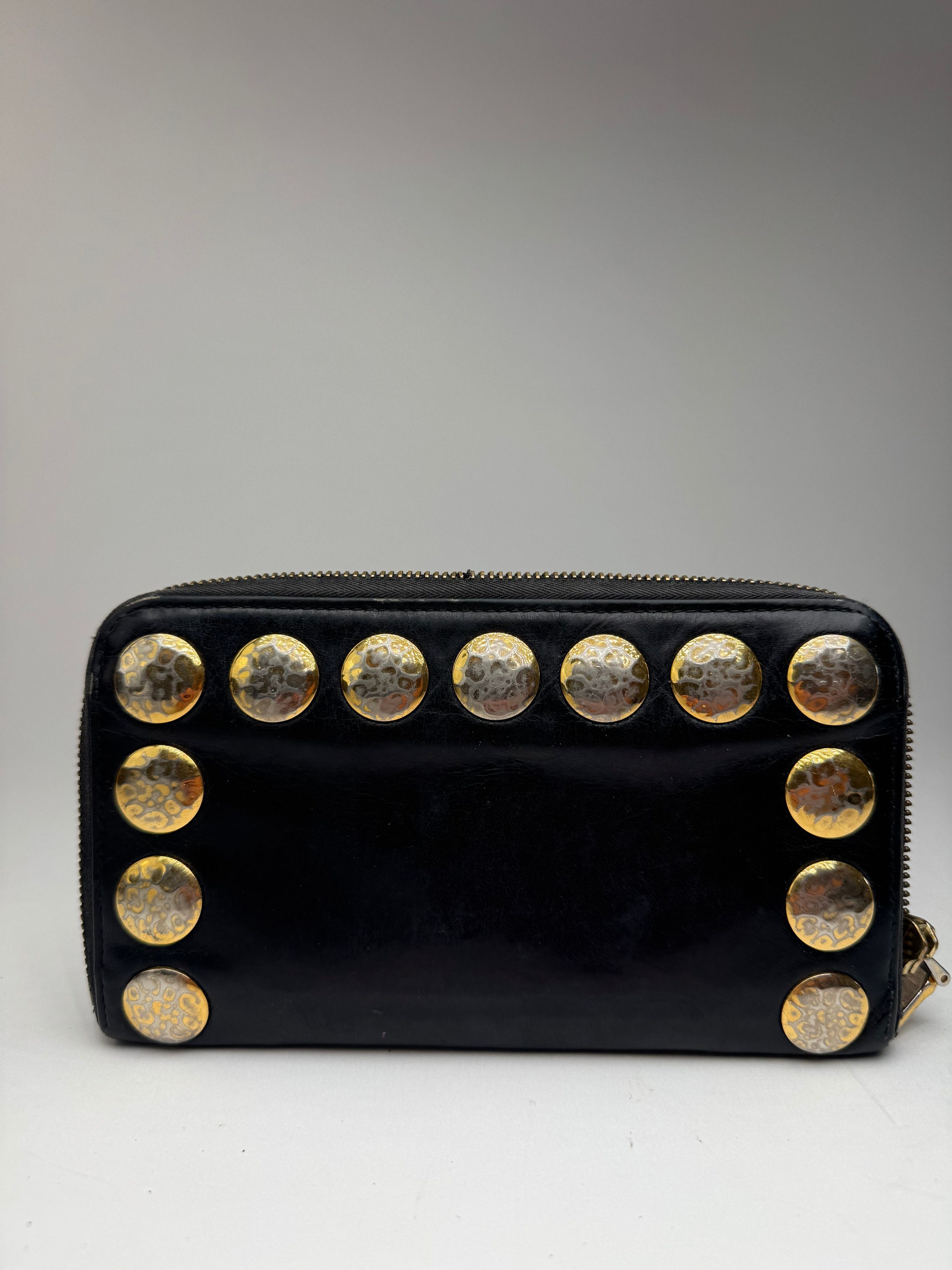 Miu Miu Vintage Patent Leather Wallet studded black zippy defect Size ONE SIZE - 12 Thumbnail
