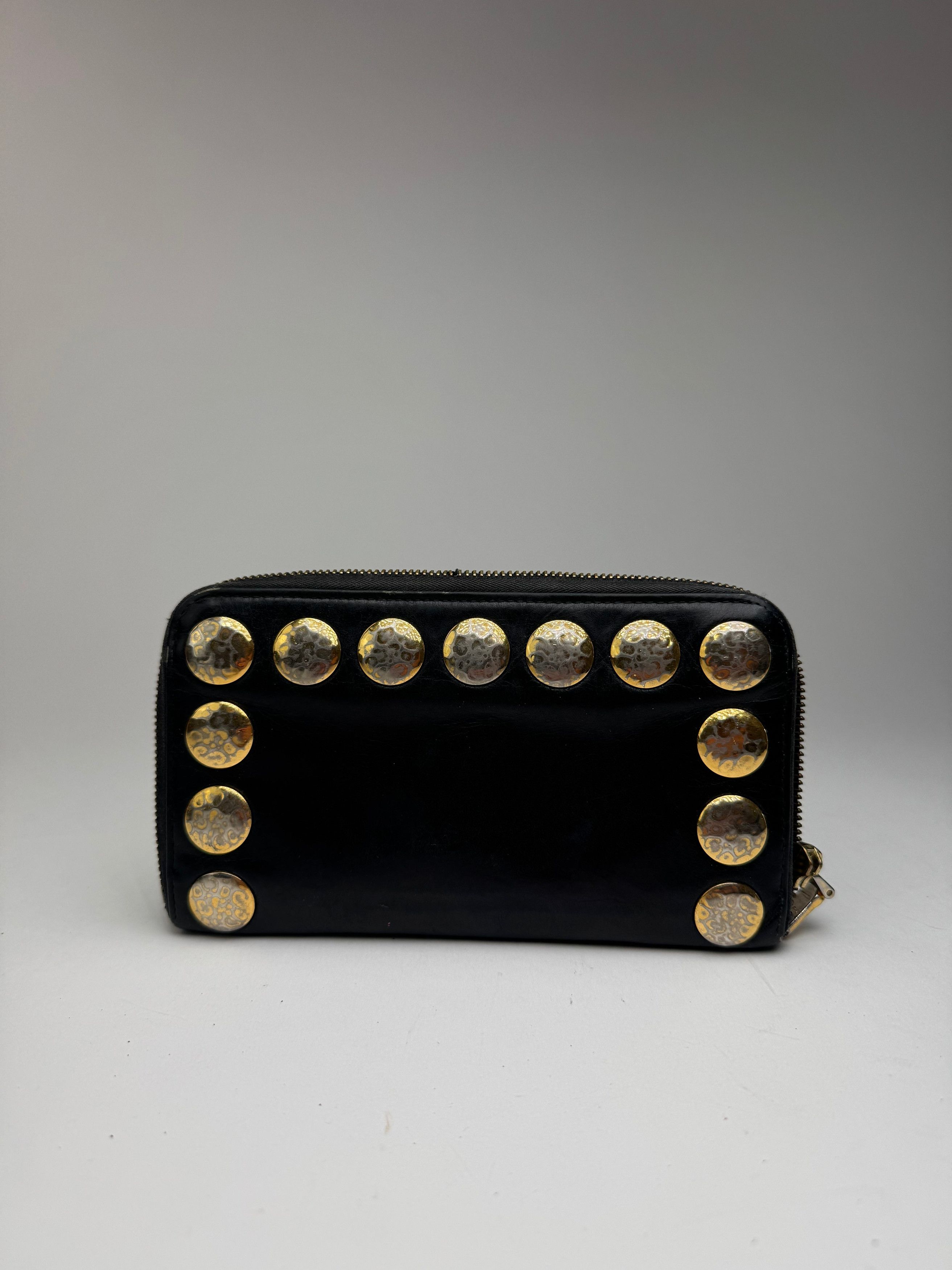 Miu Miu Vintage Patent Leather Wallet studded black zippy defect Size ONE SIZE - 2 Thumbnail