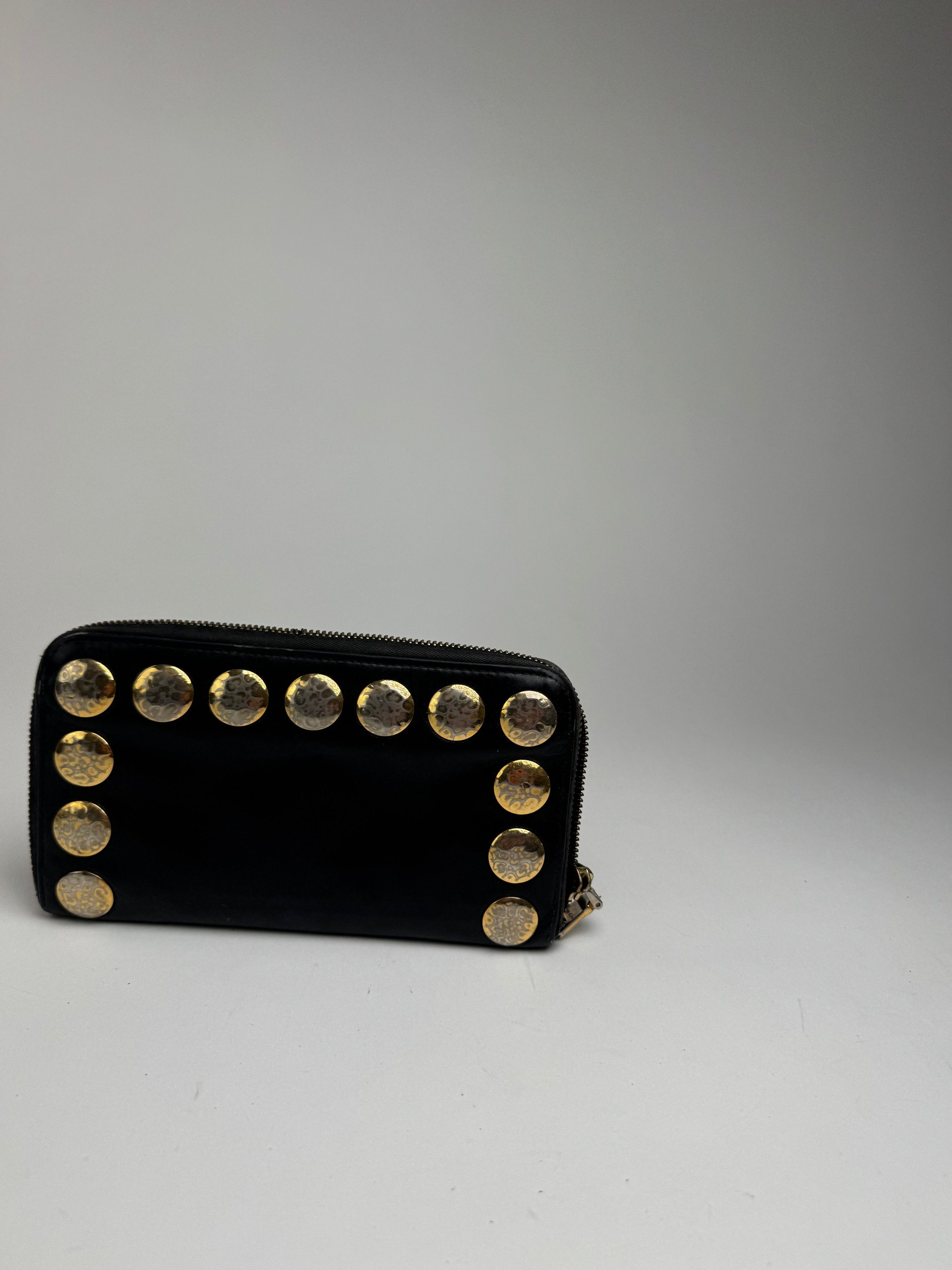 Miu Miu Vintage Patent Leather Wallet studded black zippy defect Size ONE SIZE - 4 Thumbnail