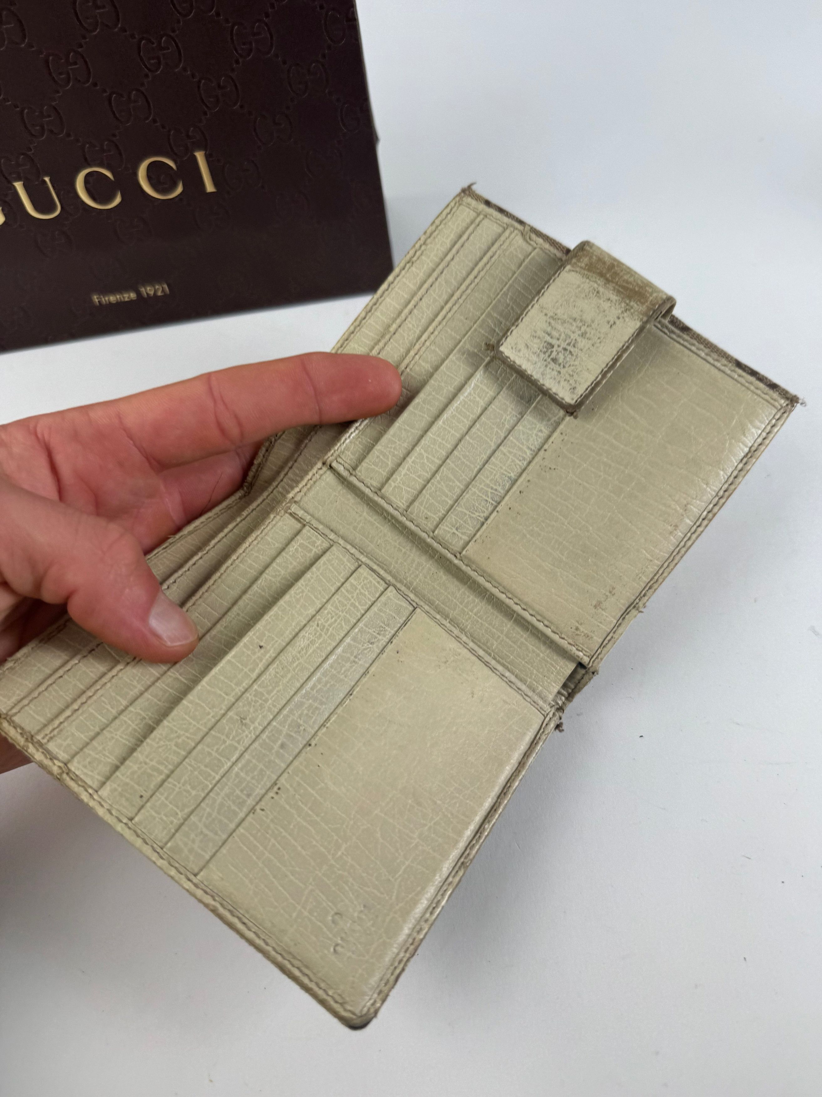 Gucci Vintage Leather / monogram wallet beige white orange Size ONE SIZE - 7 Thumbnail