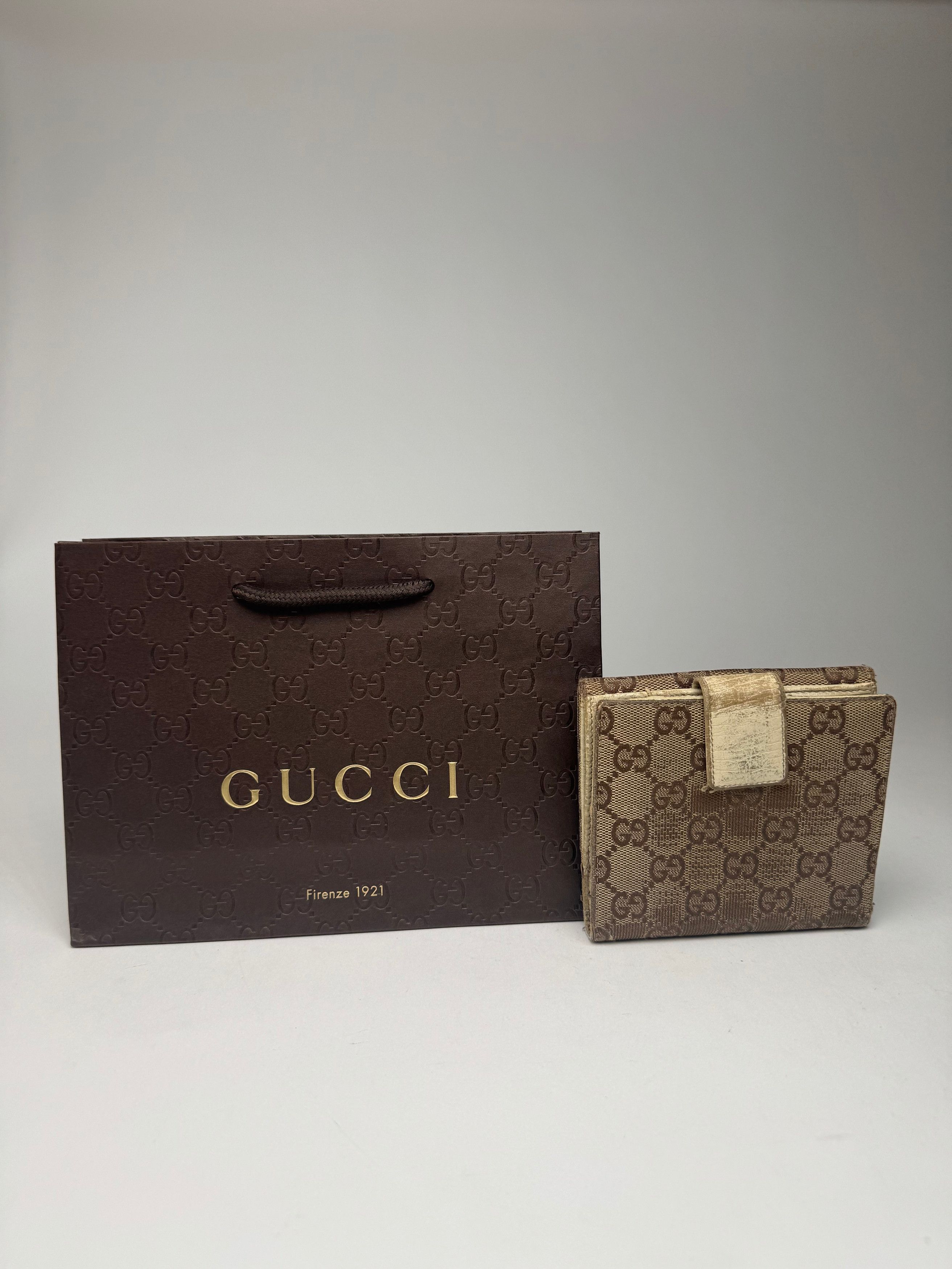 Gucci Vintage Leather / monogram wallet beige white orange Size ONE SIZE - 2 Thumbnail