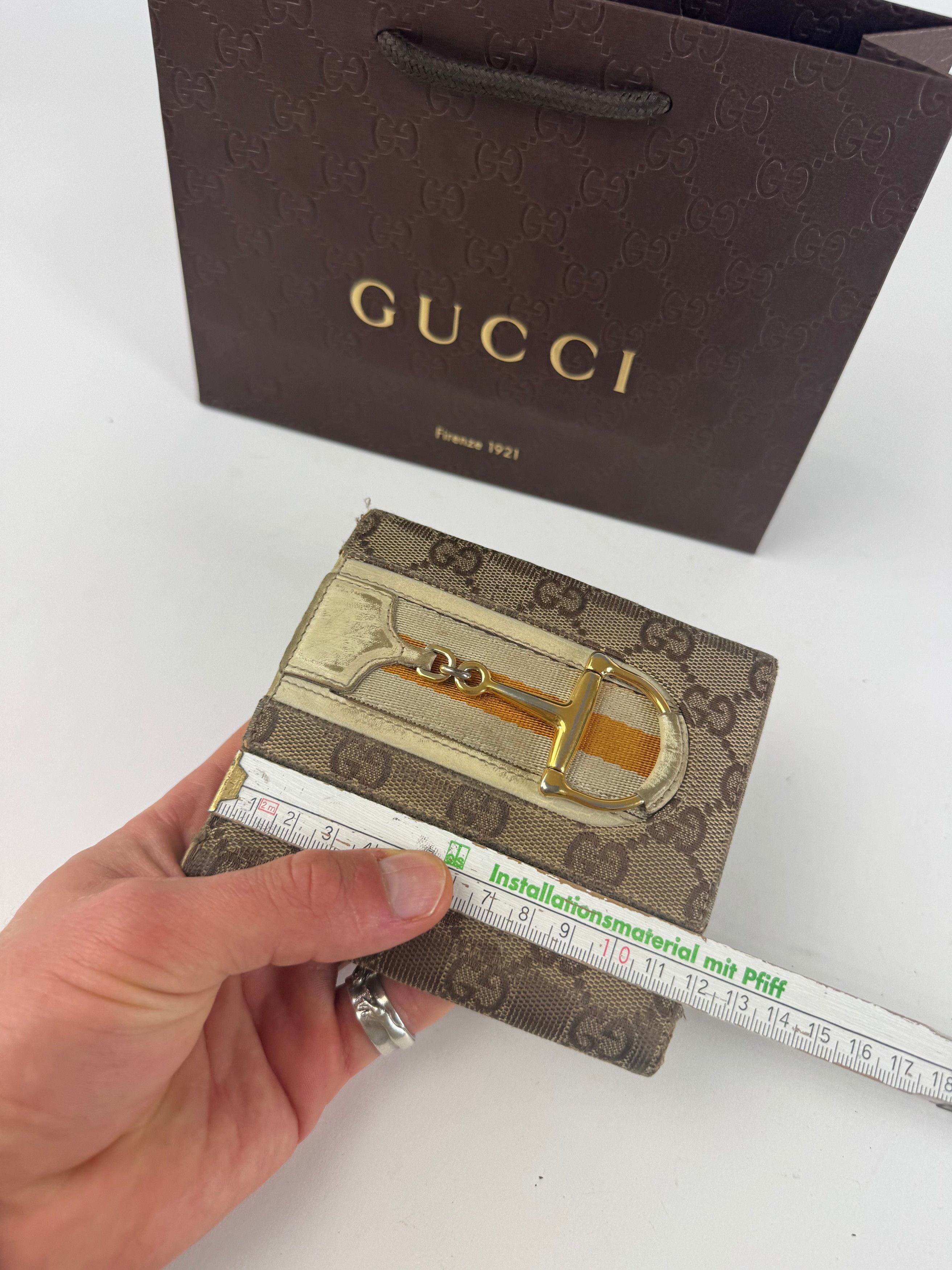 Gucci Vintage Leather / monogram wallet beige white orange Size ONE SIZE - 4 Thumbnail