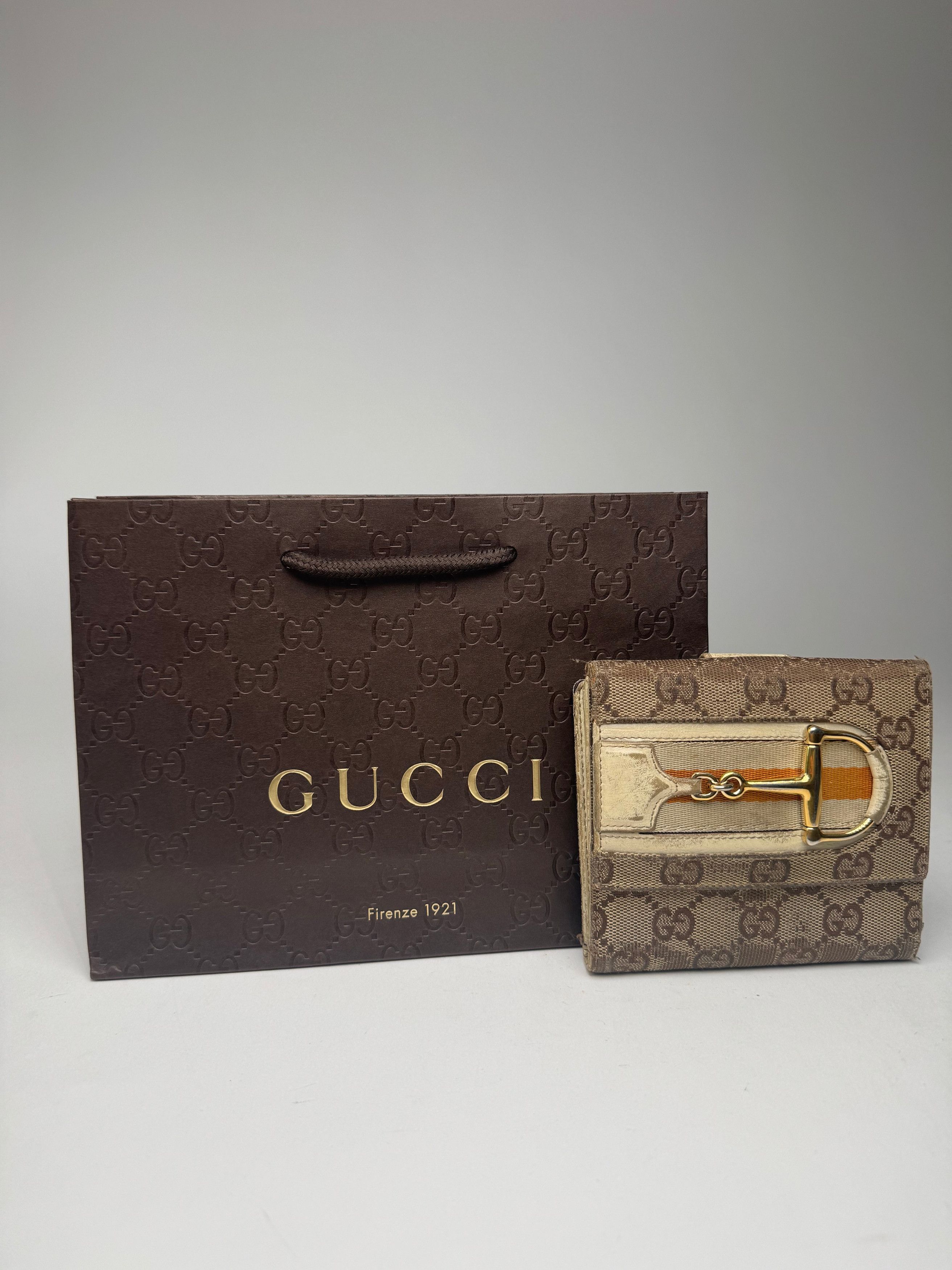 Gucci Vintage Leather / monogram wallet beige white orange Size ONE SIZE - 11 Thumbnail