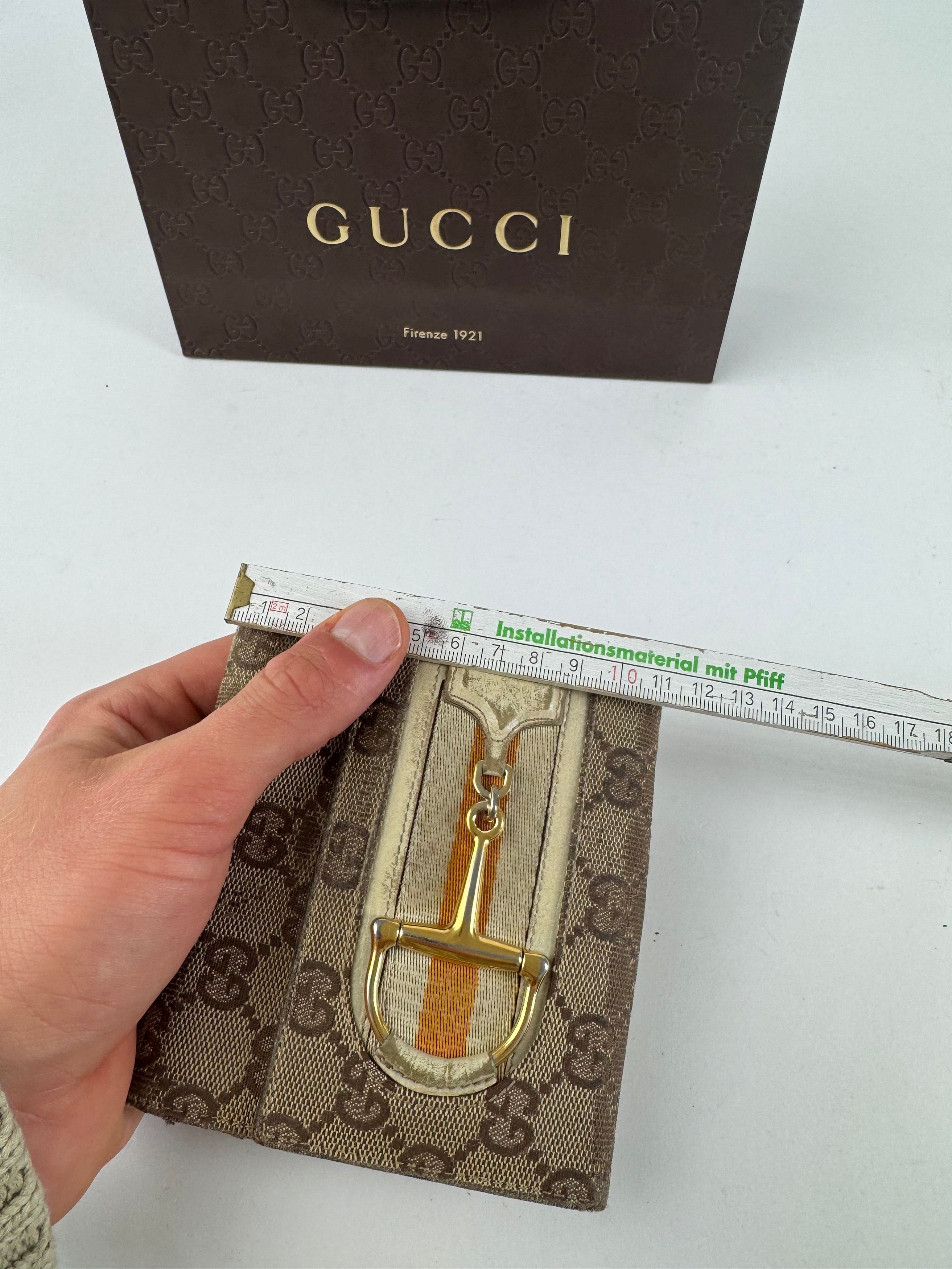 Gucci Vintage Leather / monogram wallet beige white orange Size ONE SIZE - 3 Thumbnail