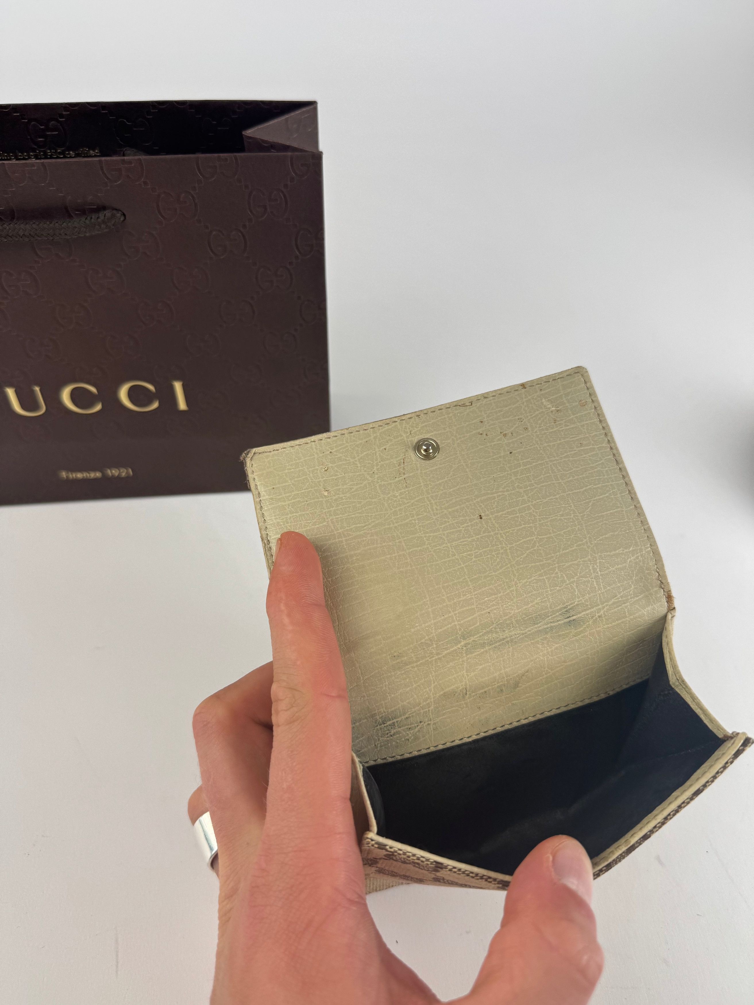 Gucci Vintage Leather / monogram wallet beige white orange Size ONE SIZE - 8 Thumbnail
