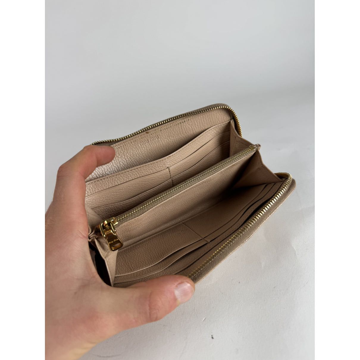 Miu Miu Beige Leather Wallet Size ONE SIZE - 4 Thumbnail