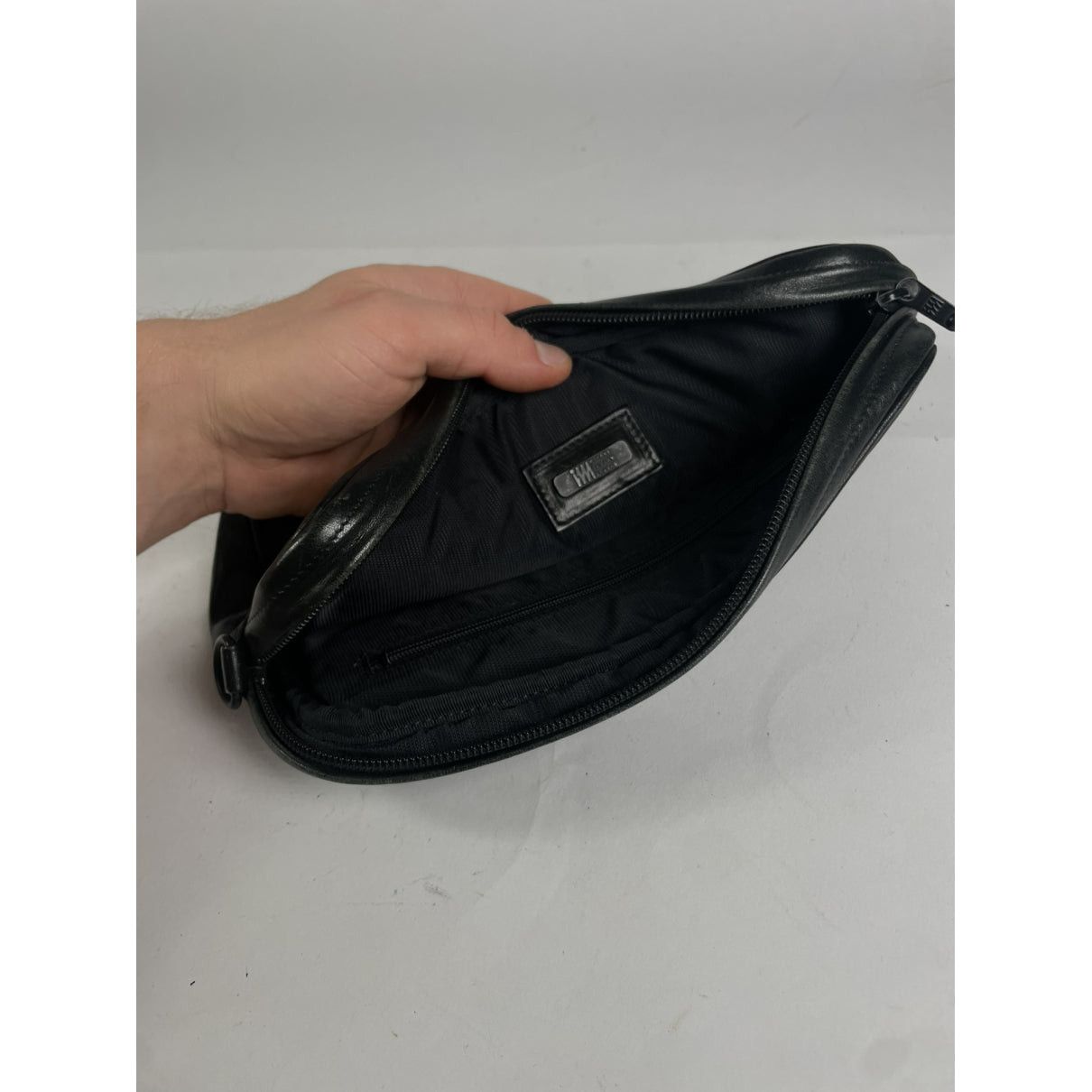 Issey Miyake Black Leather Clutch Bag Size ONE SIZE - 2 Thumbnail