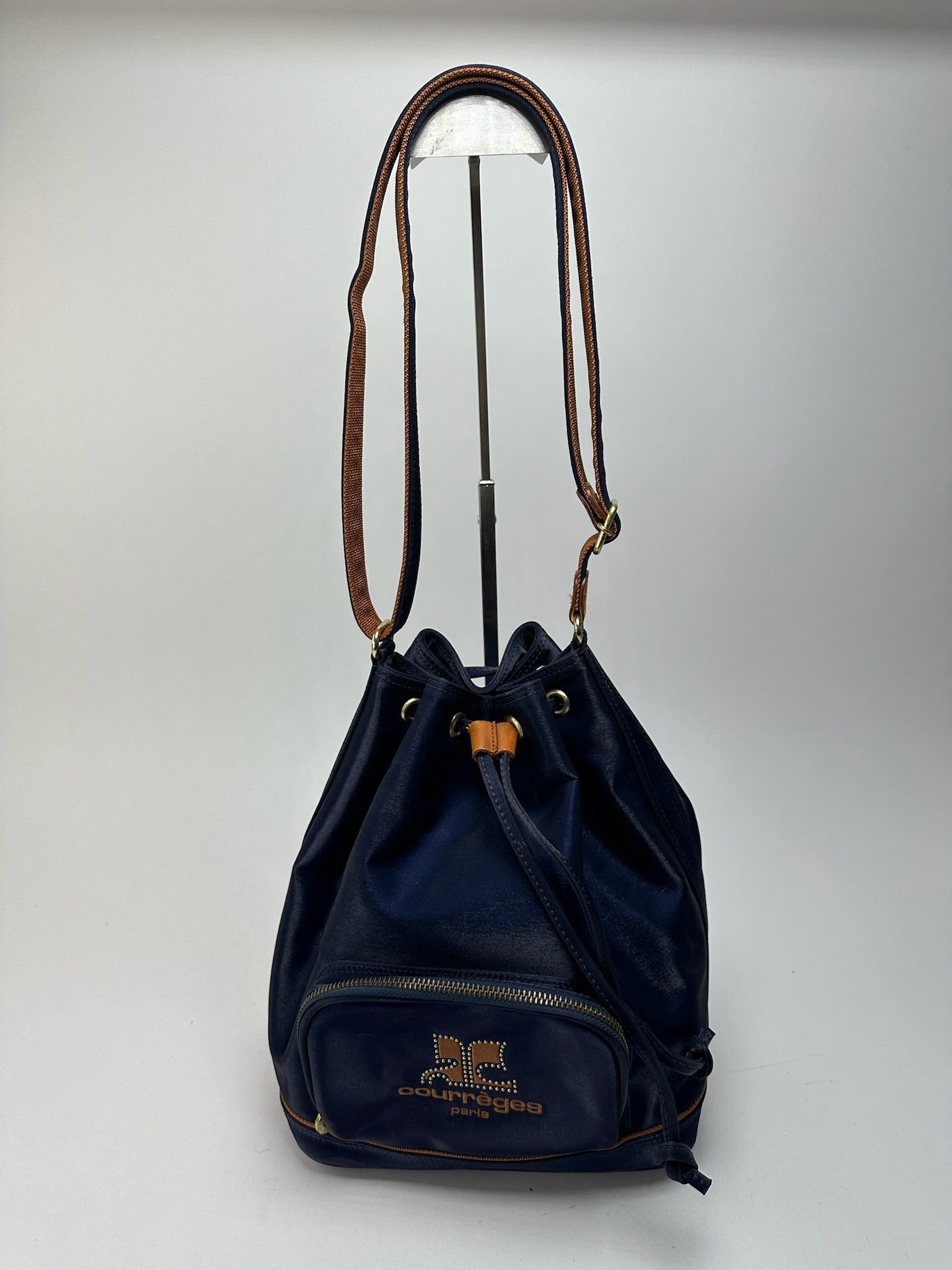 Courreges Vintage Paris leather bucket bag navy Size ONE SIZE - 7 Thumbnail
