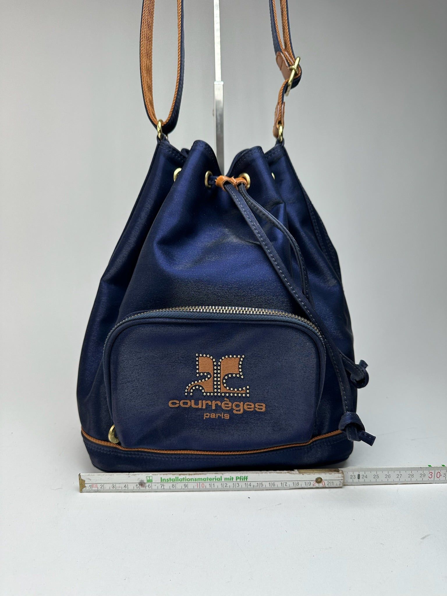 Courreges Vintage Paris leather bucket bag navy Size ONE SIZE - 13 Thumbnail