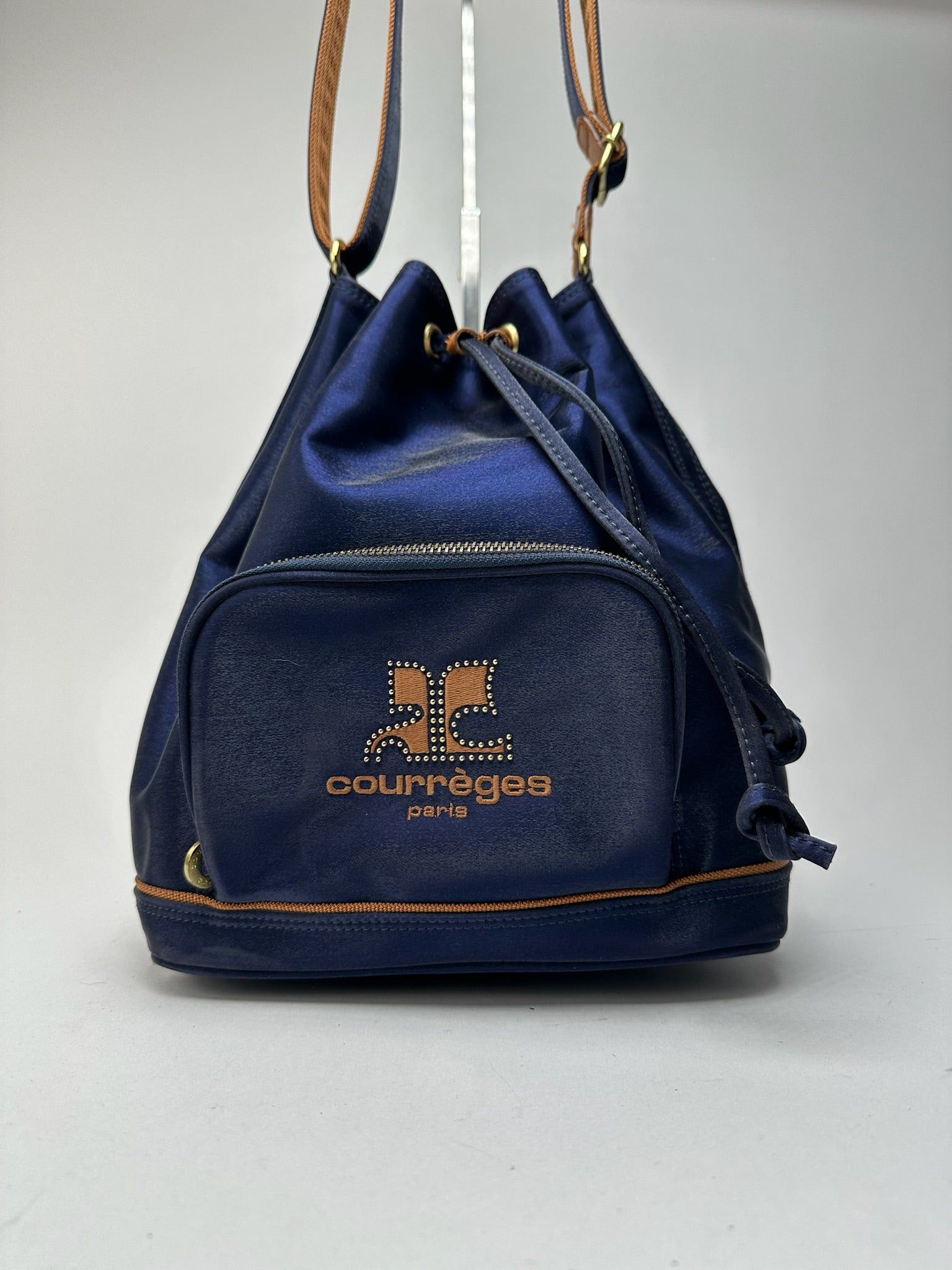 Courreges Vintage Paris leather bucket bag navy Size ONE SIZE - 3 Thumbnail