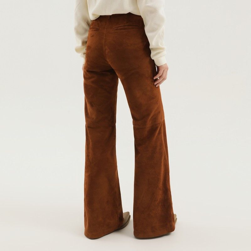 1989 STUDIO 1989 Studio Corduroy Flared Leather Pants Size 30" / US 8 / IT 44 - 2 Thumbnail