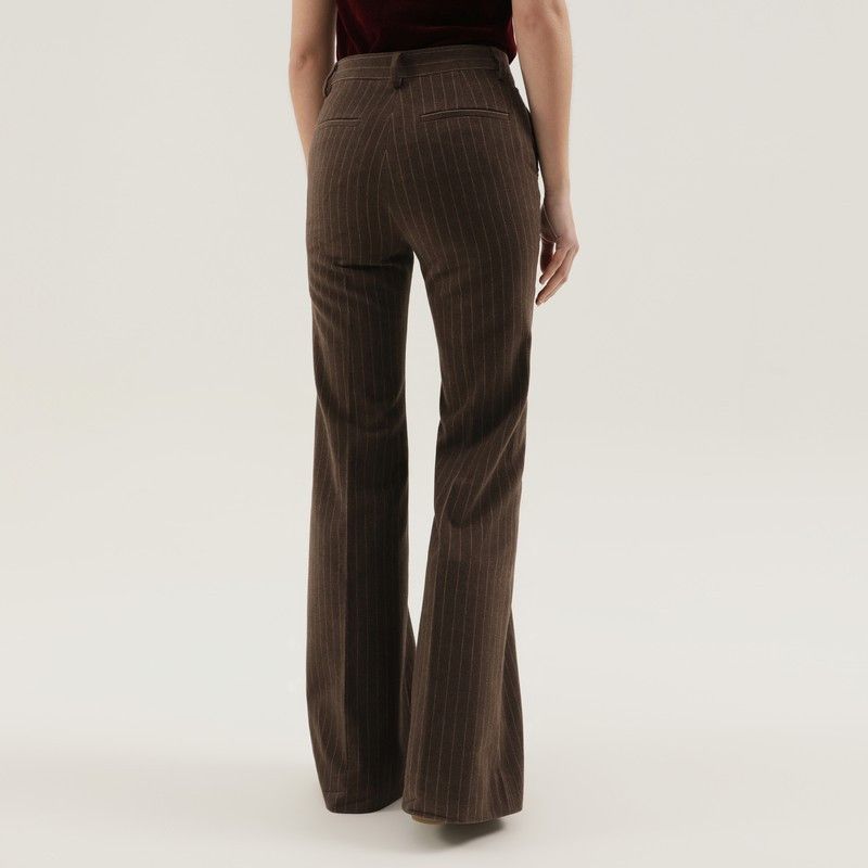 1989 STUDIO 1989 Studio Brown Striped Flared Pants Size 27" / US 4 / IT 40 - 2 Thumbnail