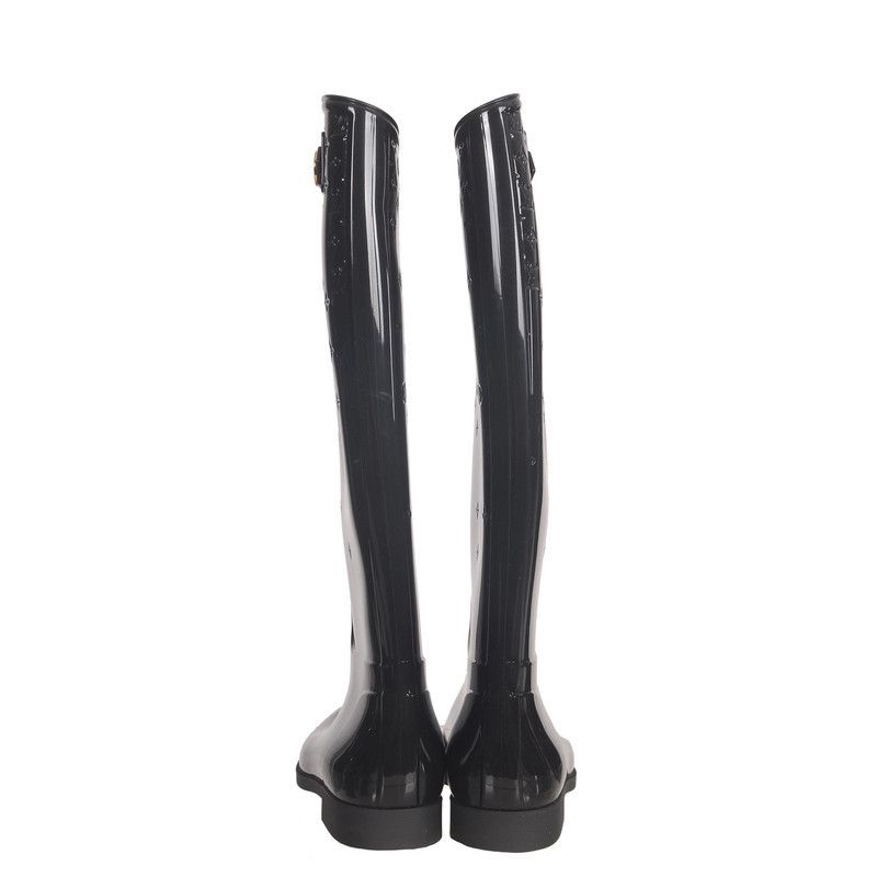 Louis Vuitton Louis Vuitton Black Logo-Embossed Knee-High Boots 0079 Size US 6 / EU 39 - 4 Thumbnail
