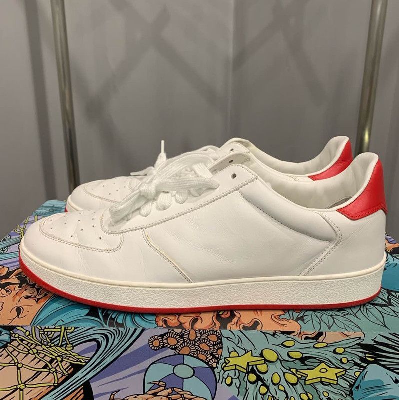 Louis Vuitton Louis Vuitton White and Red Leather Sneakers 0079 Size US 8 / EU 41 - 8 Thumbnail