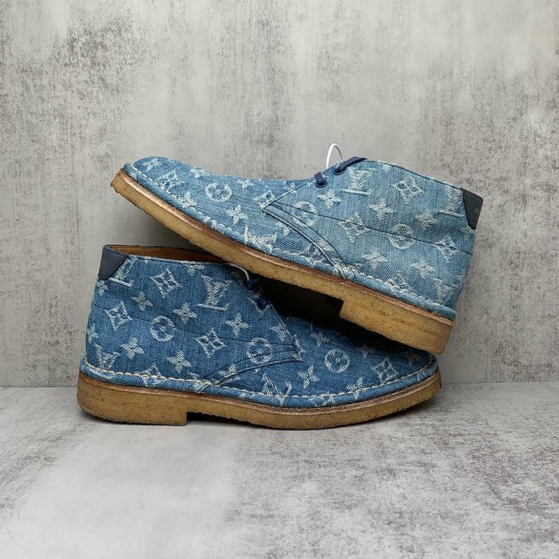 Louis Vuitton Louis Vuitton Blue Monogram Denim Short Boots 0079 Size US 9.5 / EU 42-43 - 6 Thumbnail