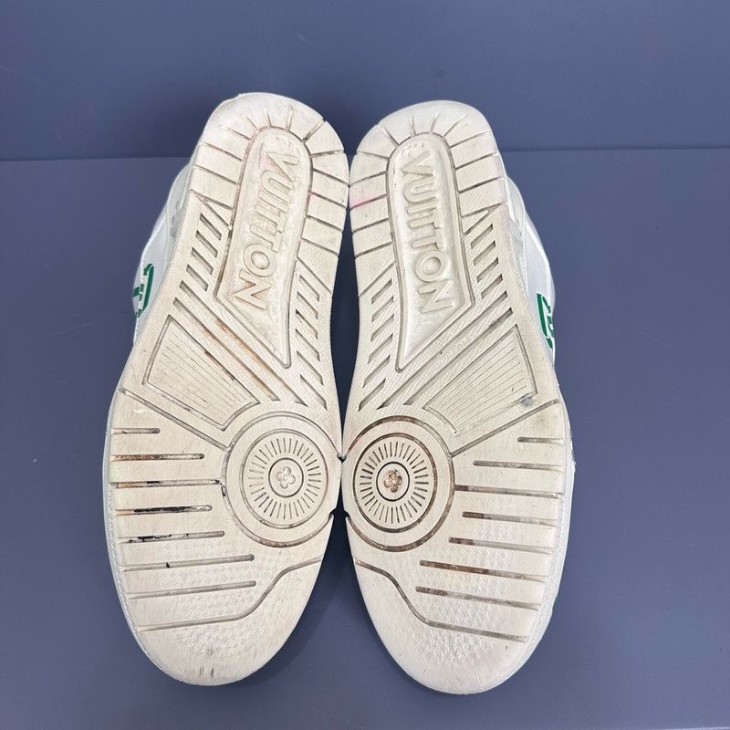Louis Vuitton Louis Vuitton Low-Top Green and White Sneakers 0079 Size US 8 / EU 41 - 4 Thumbnail