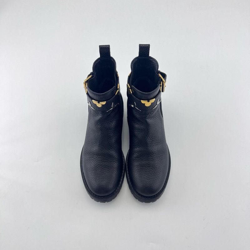Louis Vuitton Louis Vuitton Black Leather Ankle Boots 0079 Size US 7.5 / EU 40-41 - 2 Thumbnail