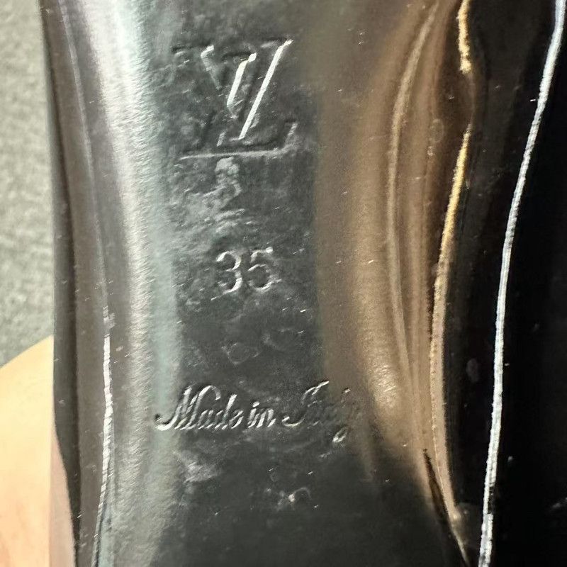 Louis Vuitton Louis Vuitton Black Metal Logo Heeled Shoes 0079 Size US 5.5 / EU 38 - 5 Thumbnail
