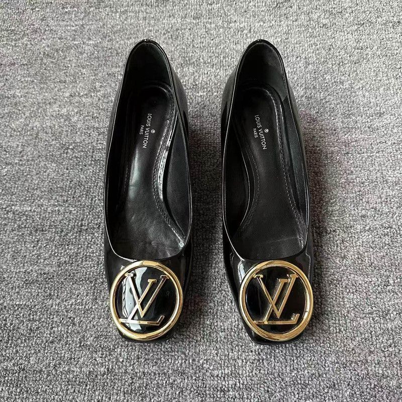 Louis Vuitton Louis Vuitton Black Metal Logo Heeled Shoes 0079 Size US 5.5 / EU 38 - 2 Thumbnail