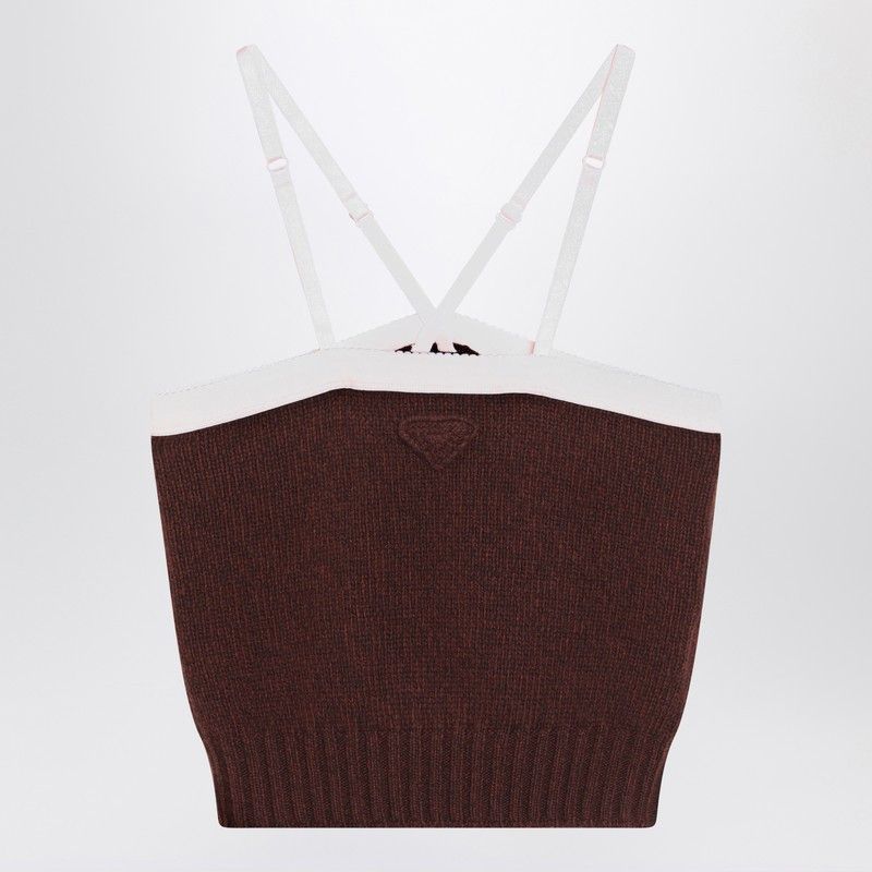 Prada Prada Top In Brown Wool And Cashmere Size M / US 6-8 / IT 42-44 - 2 Thumbnail