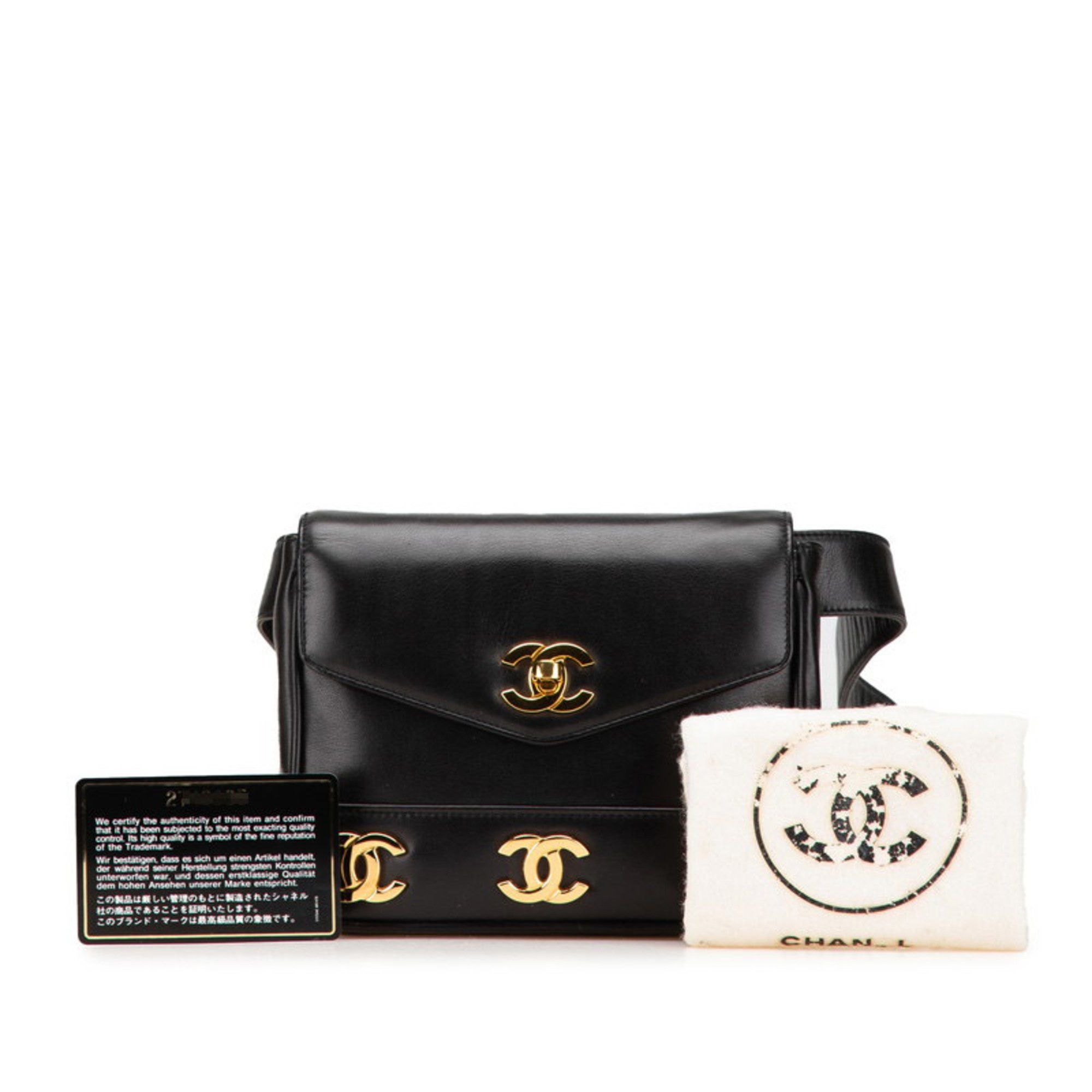 Chanel CHANEL Triple Coco Mark Shoulder Bag/Waist Bag 80/32 Black Leather Women's Size ONE SIZE - 13 Thumbnail