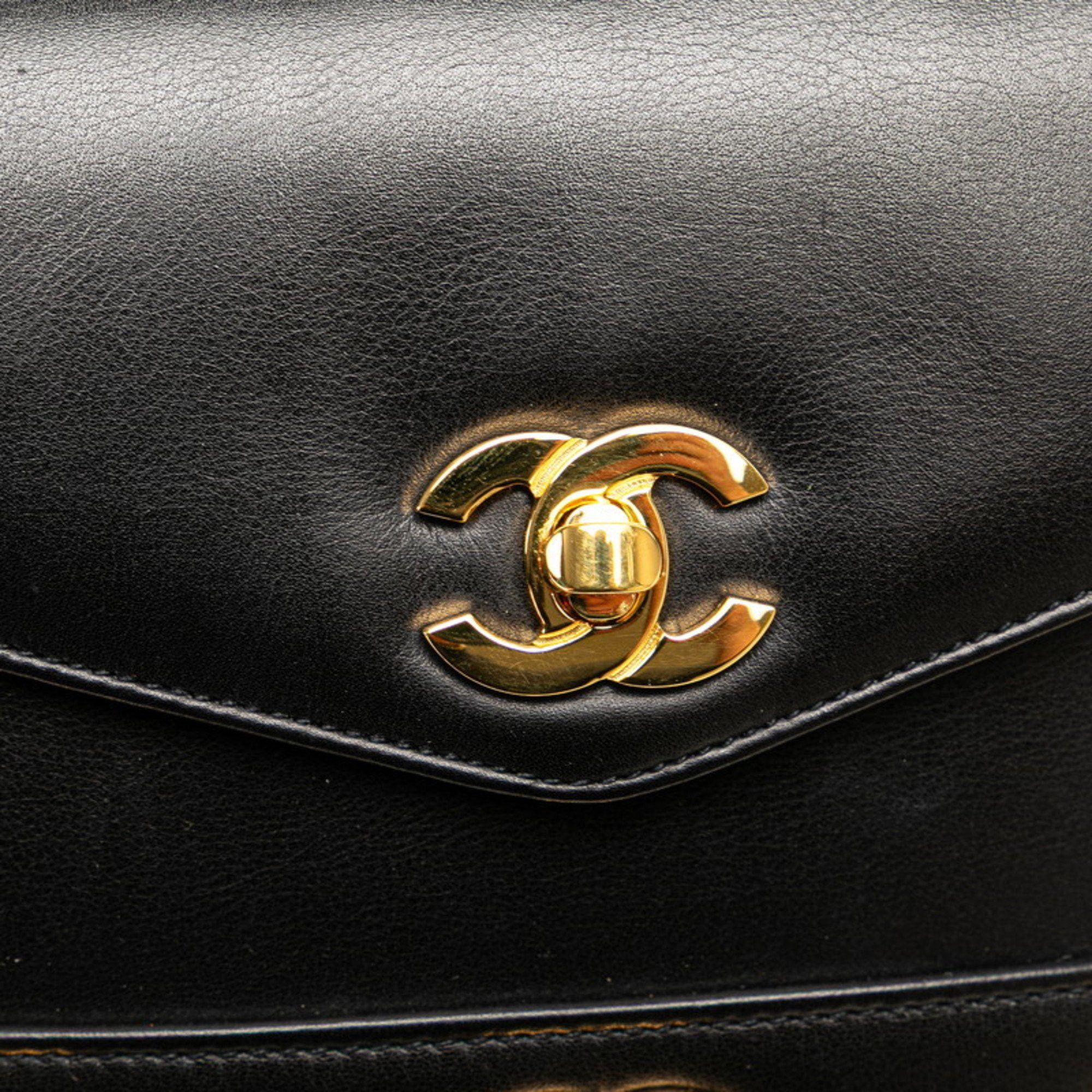 Chanel CHANEL Triple Coco Mark Shoulder Bag/Waist Bag 80/32 Black Leather Women's Size ONE SIZE - 8 Thumbnail