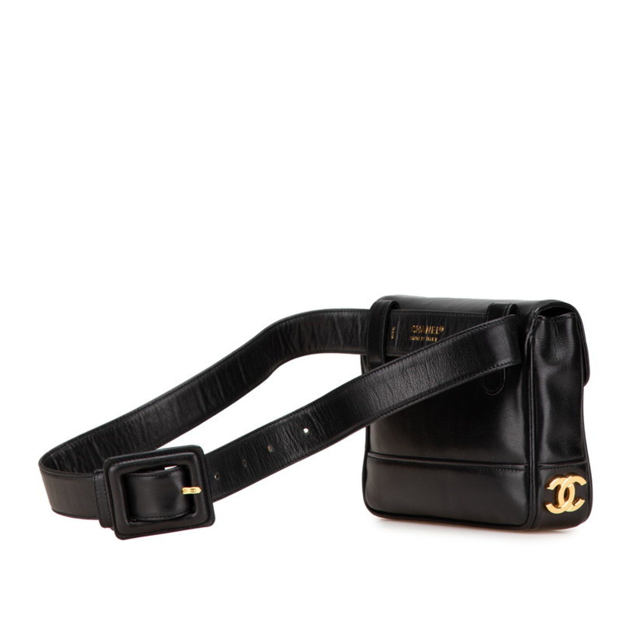 Chanel CHANEL Triple Coco Mark Shoulder Bag/Waist Bag 80/32 Black Leather Women's Size ONE SIZE - 2 Thumbnail