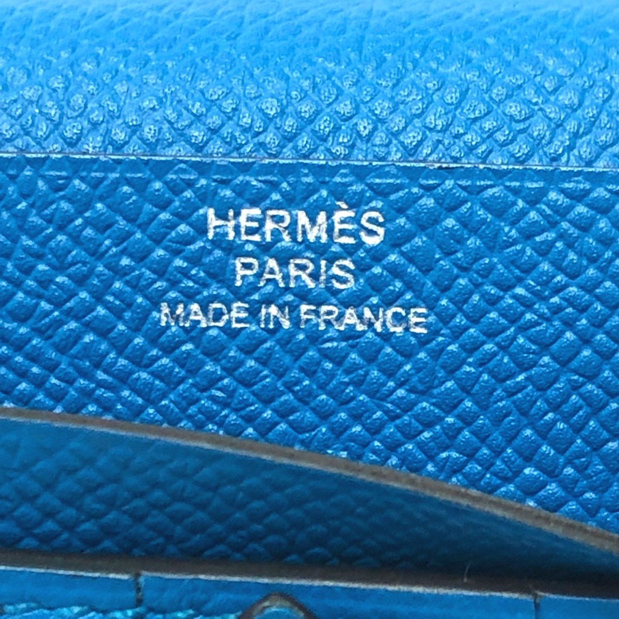 Hermes HERMES Bearn Soufflet Bifold Wallet, Long Epsom Leather, Women's, Blue Zanzibar, Size ONE SIZE - 10 Thumbnail