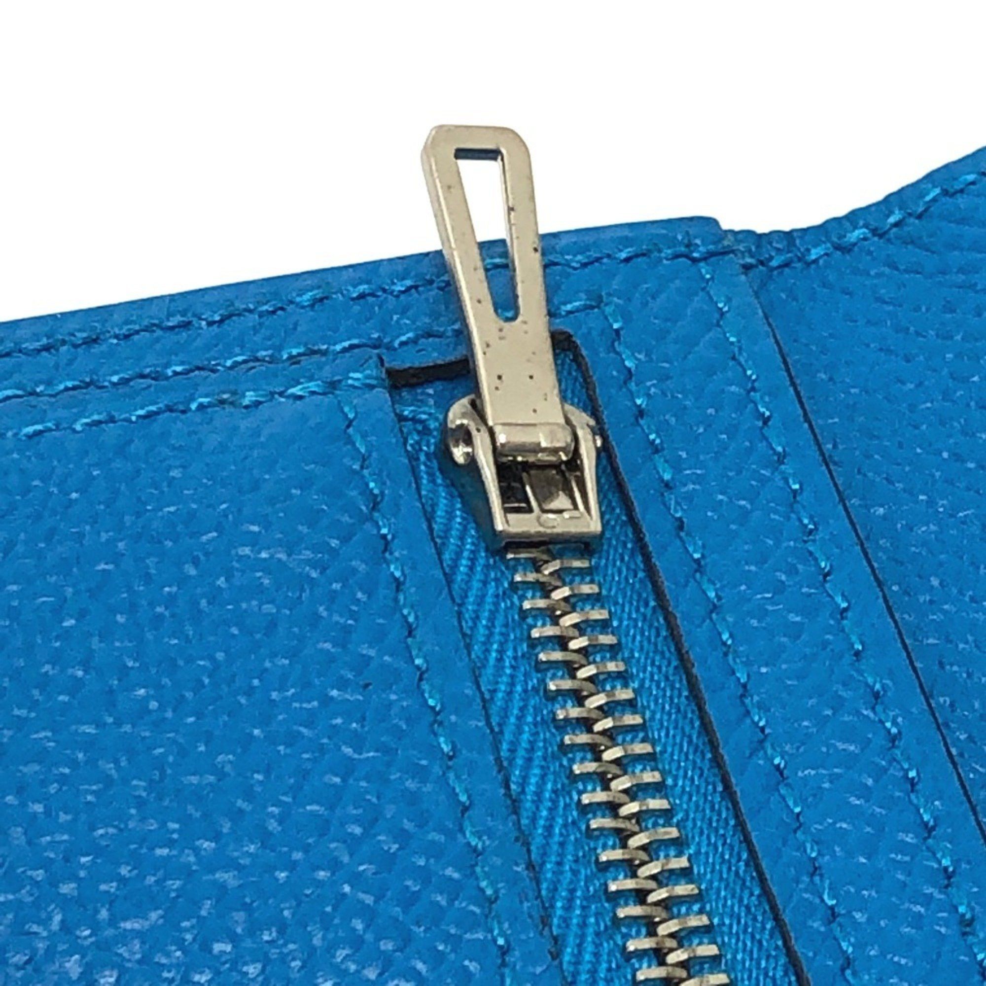 Hermes HERMES Bearn Soufflet Bifold Wallet, Long Epsom Leather, Women's, Blue Zanzibar, Size ONE SIZE - 8 Thumbnail