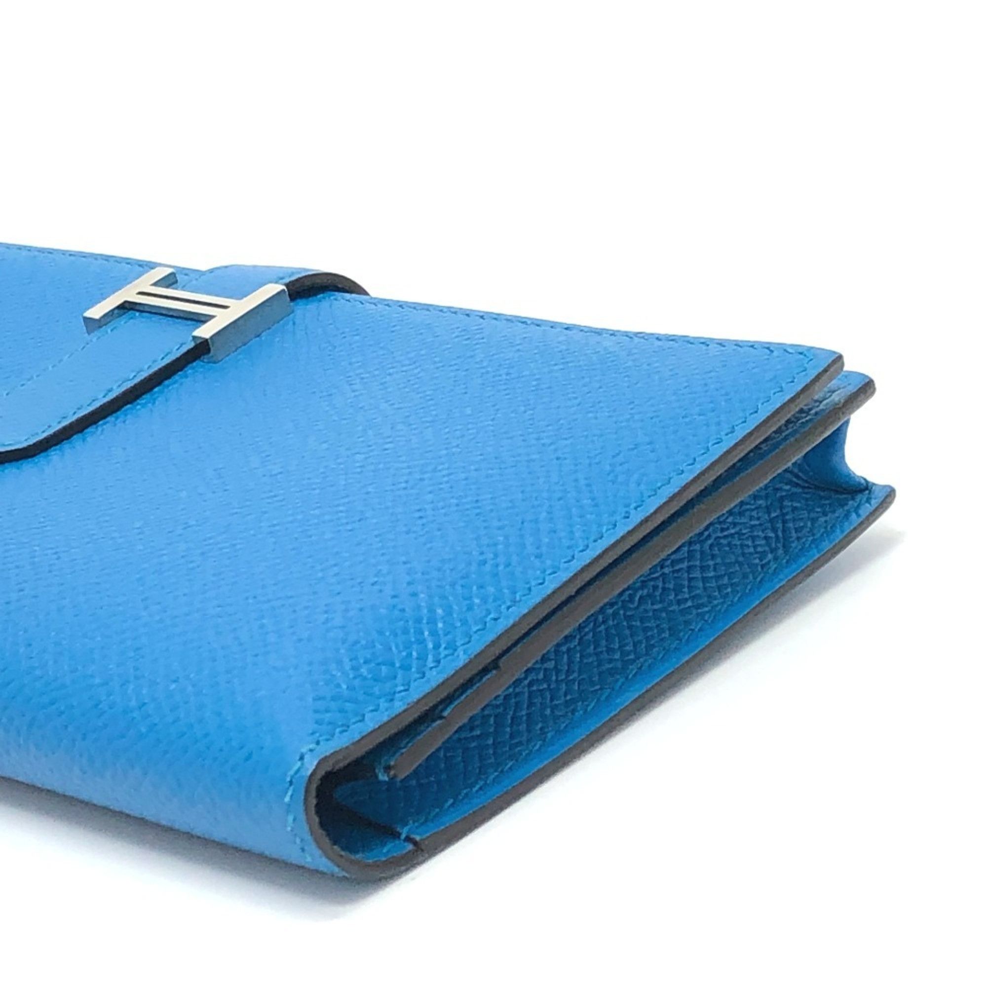 Hermes HERMES Bearn Soufflet Bifold Wallet, Long Epsom Leather, Women's, Blue Zanzibar, Size ONE SIZE - 4 Thumbnail