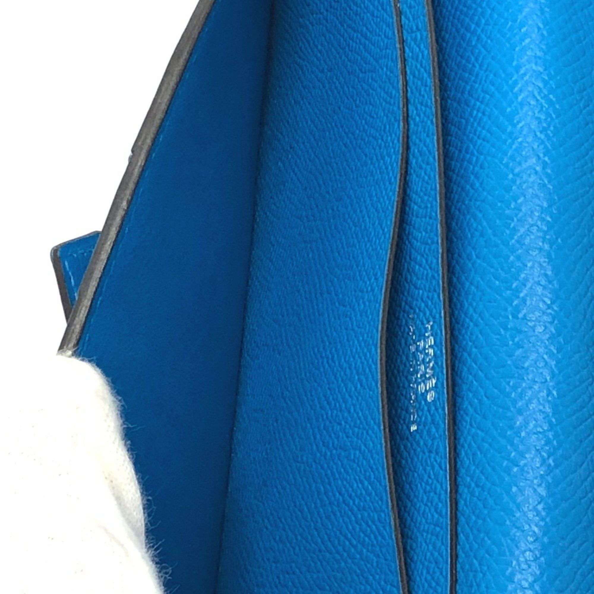 Hermes HERMES Bearn Soufflet Bifold Wallet, Long Epsom Leather, Women's, Blue Zanzibar, Size ONE SIZE - 11 Thumbnail