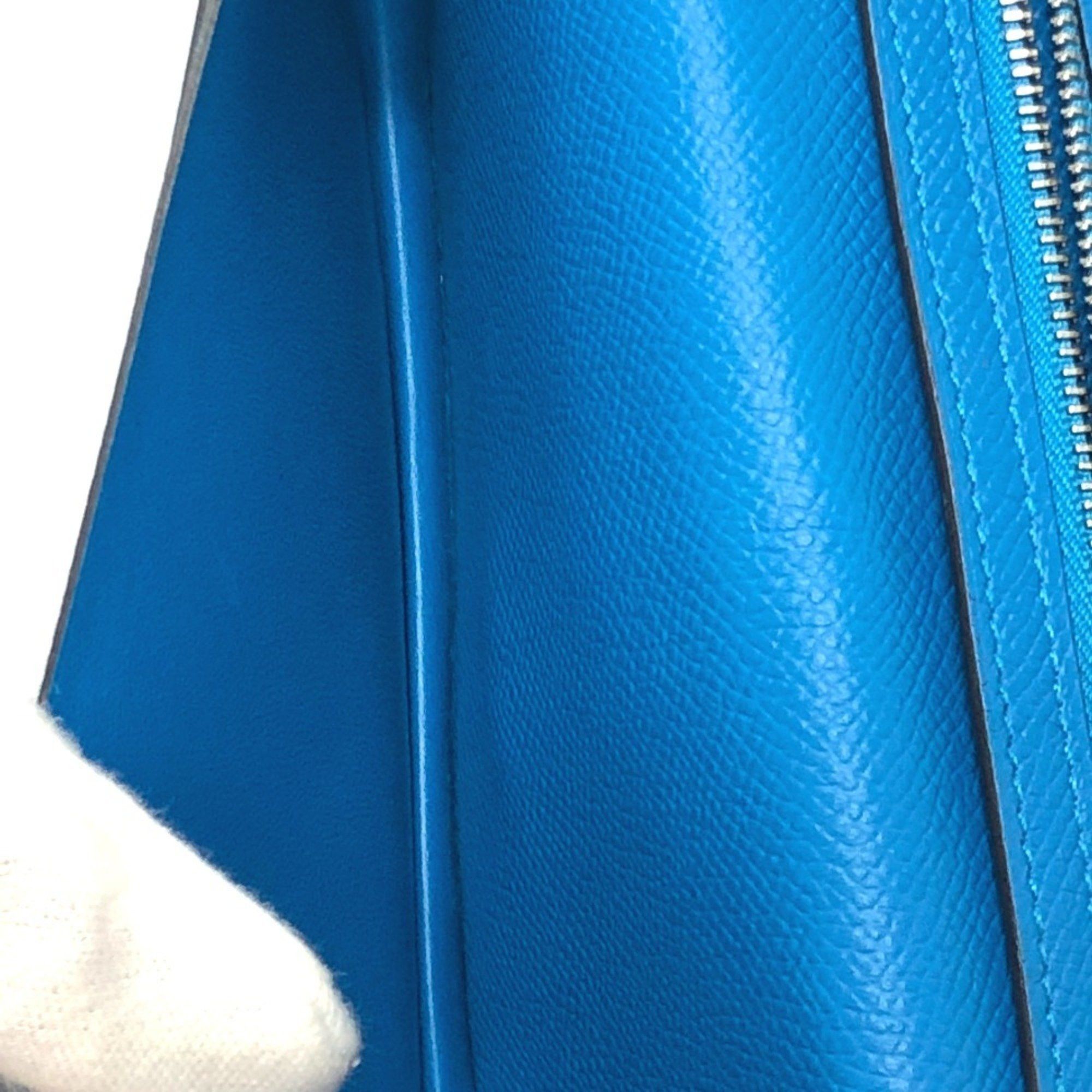 Hermes HERMES Bearn Soufflet Bifold Wallet, Long Epsom Leather, Women's, Blue Zanzibar, Size ONE SIZE - 12 Thumbnail