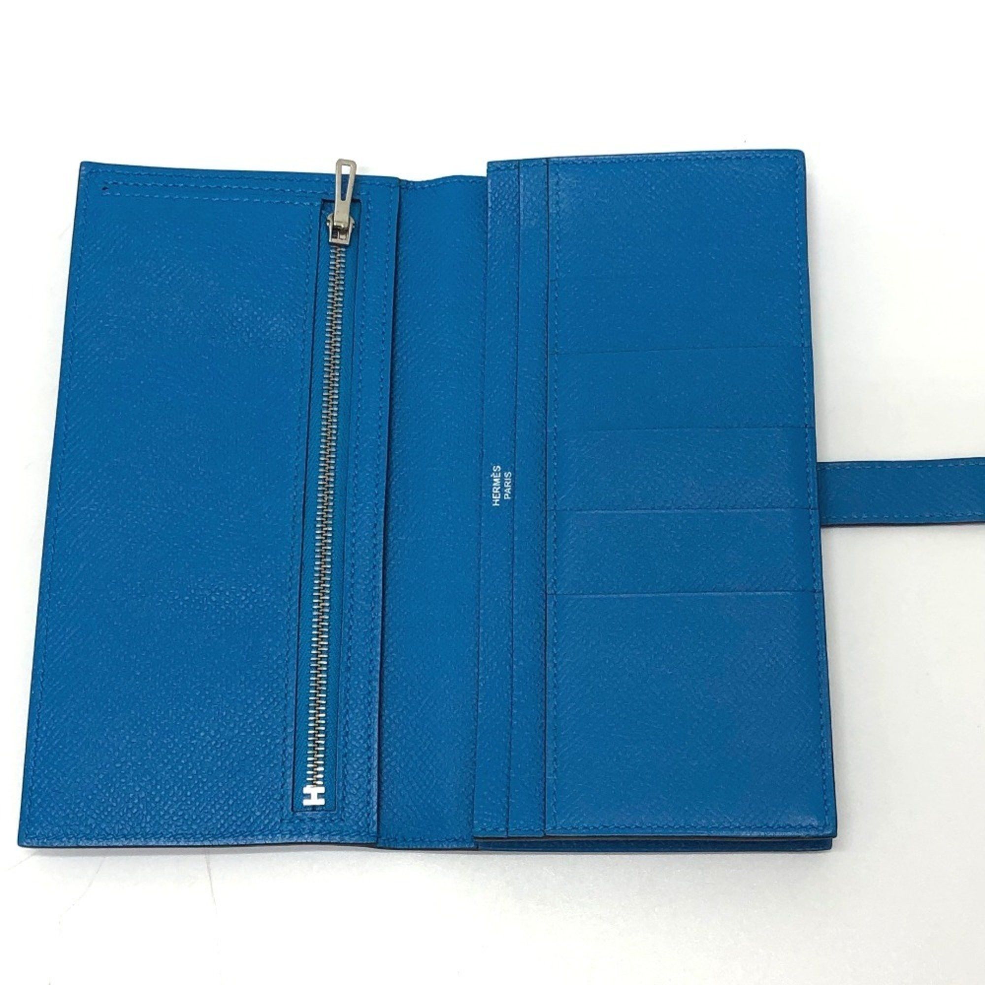 Hermes HERMES Bearn Soufflet Bifold Wallet, Long Epsom Leather, Women's, Blue Zanzibar, Size ONE SIZE - 3 Thumbnail