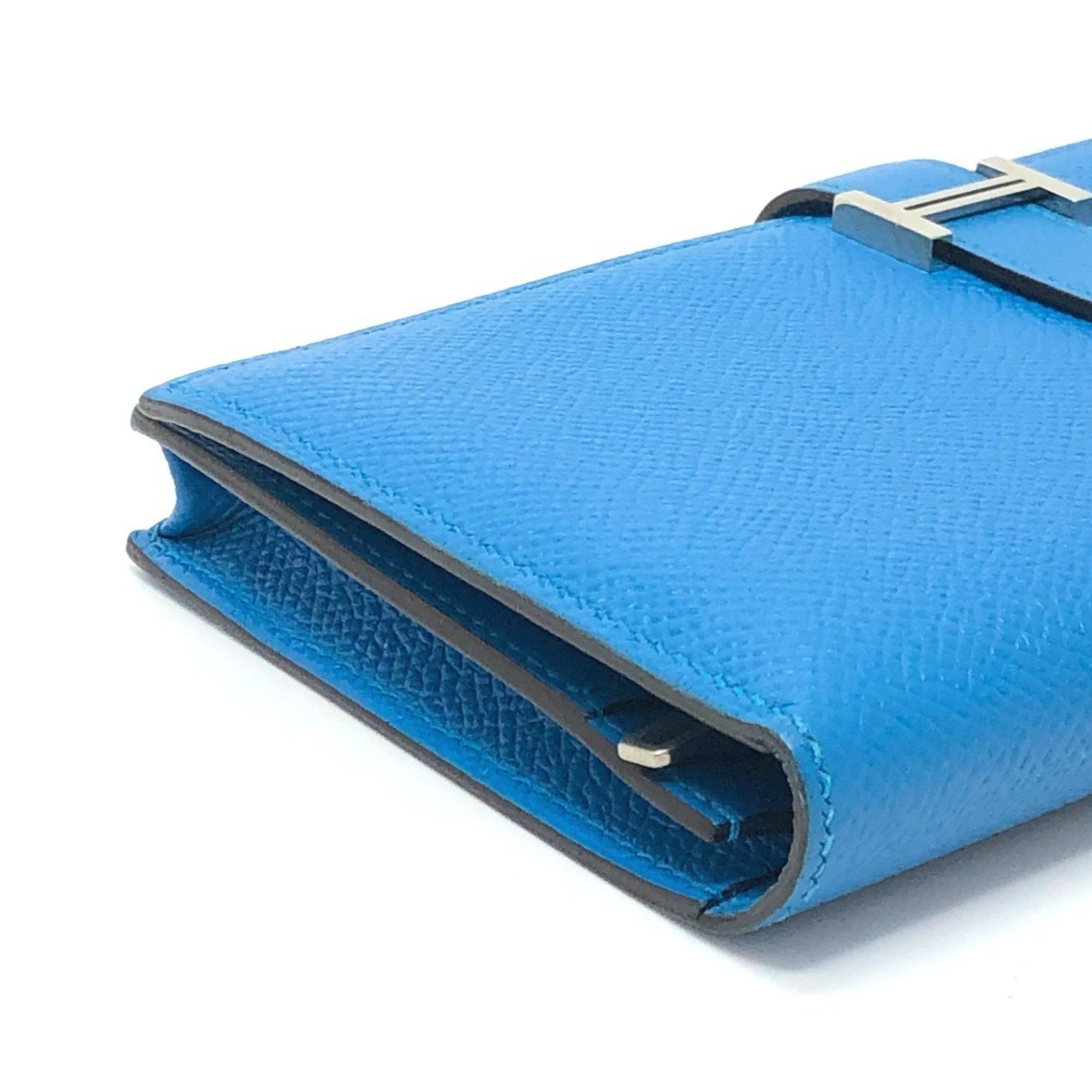 Hermes HERMES Bearn Soufflet Bifold Wallet, Long Epsom Leather, Women's, Blue Zanzibar, Size ONE SIZE - 5 Thumbnail
