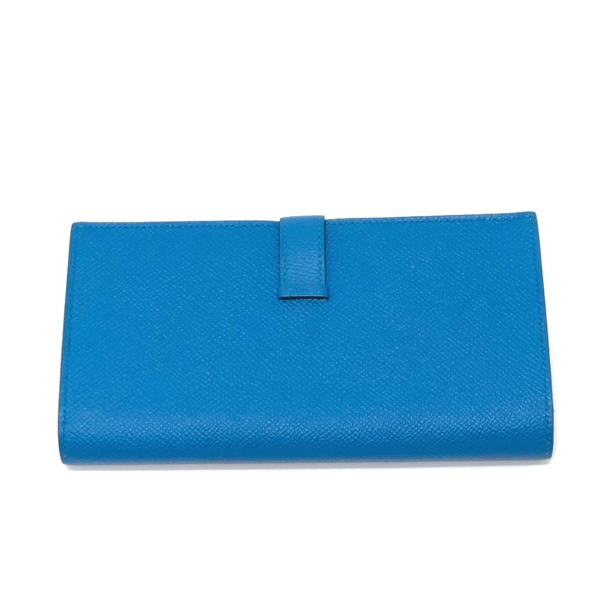 Hermes HERMES Bearn Soufflet Bifold Wallet, Long Epsom Leather, Women's, Blue Zanzibar, Size ONE SIZE - 2 Thumbnail