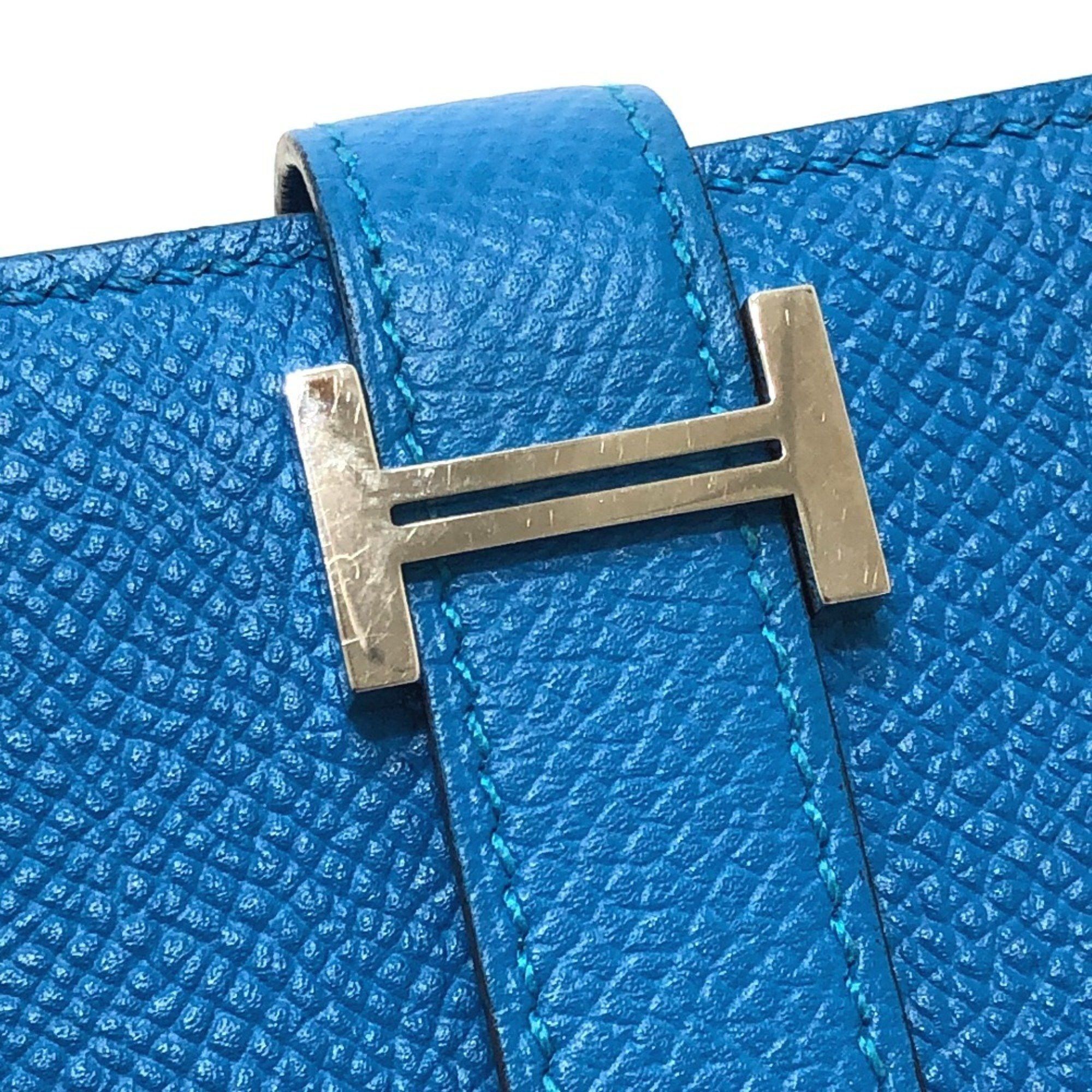 Hermes HERMES Bearn Soufflet Bifold Wallet, Long Epsom Leather, Women's, Blue Zanzibar, Size ONE SIZE - 6 Thumbnail