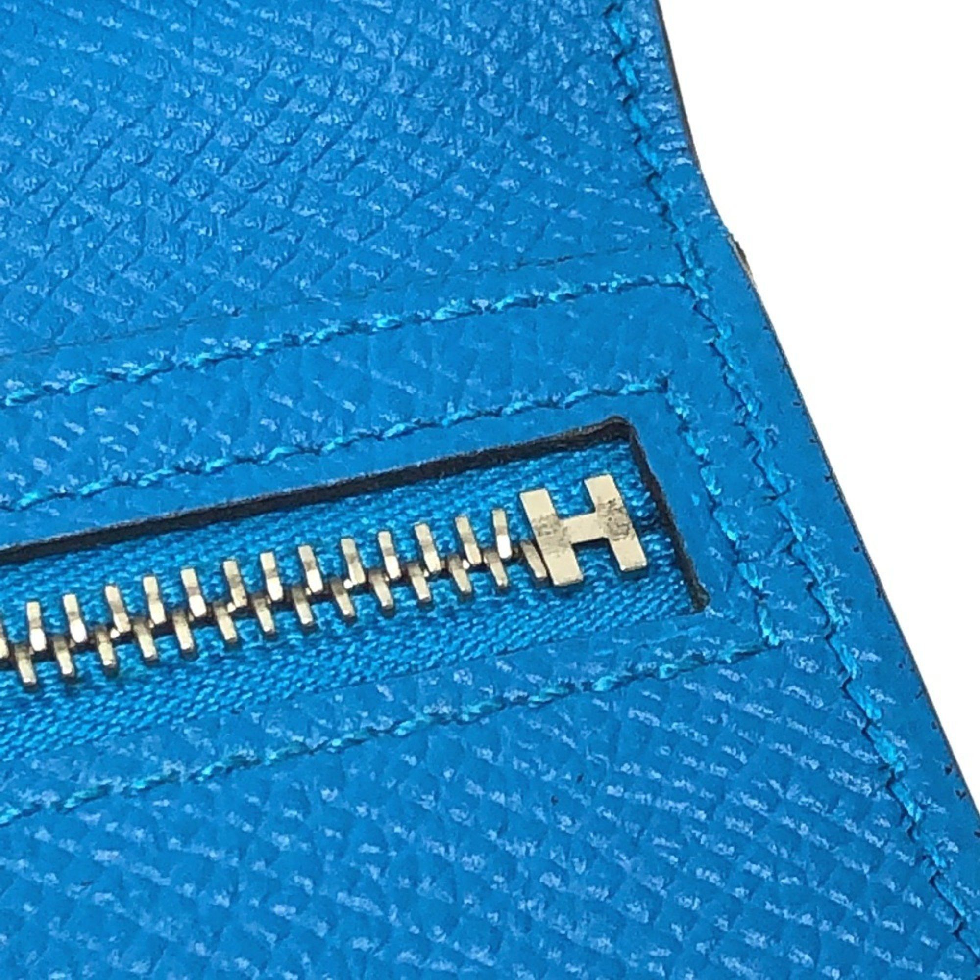 Hermes HERMES Bearn Soufflet Bifold Wallet, Long Epsom Leather, Women's, Blue Zanzibar, Size ONE SIZE - 9 Thumbnail
