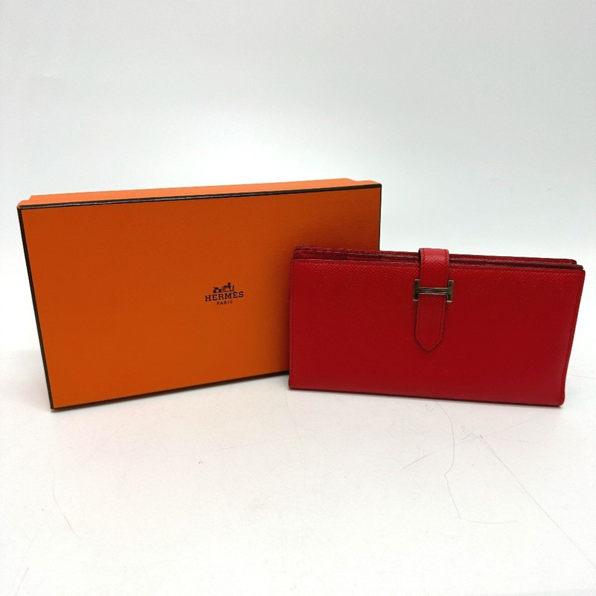 Hermes HERMES H hardware, Bearn soufflet bifold long wallet, Epson, women's, Rouge Tomato, red Size ONE SIZE - 14 Thumbnail