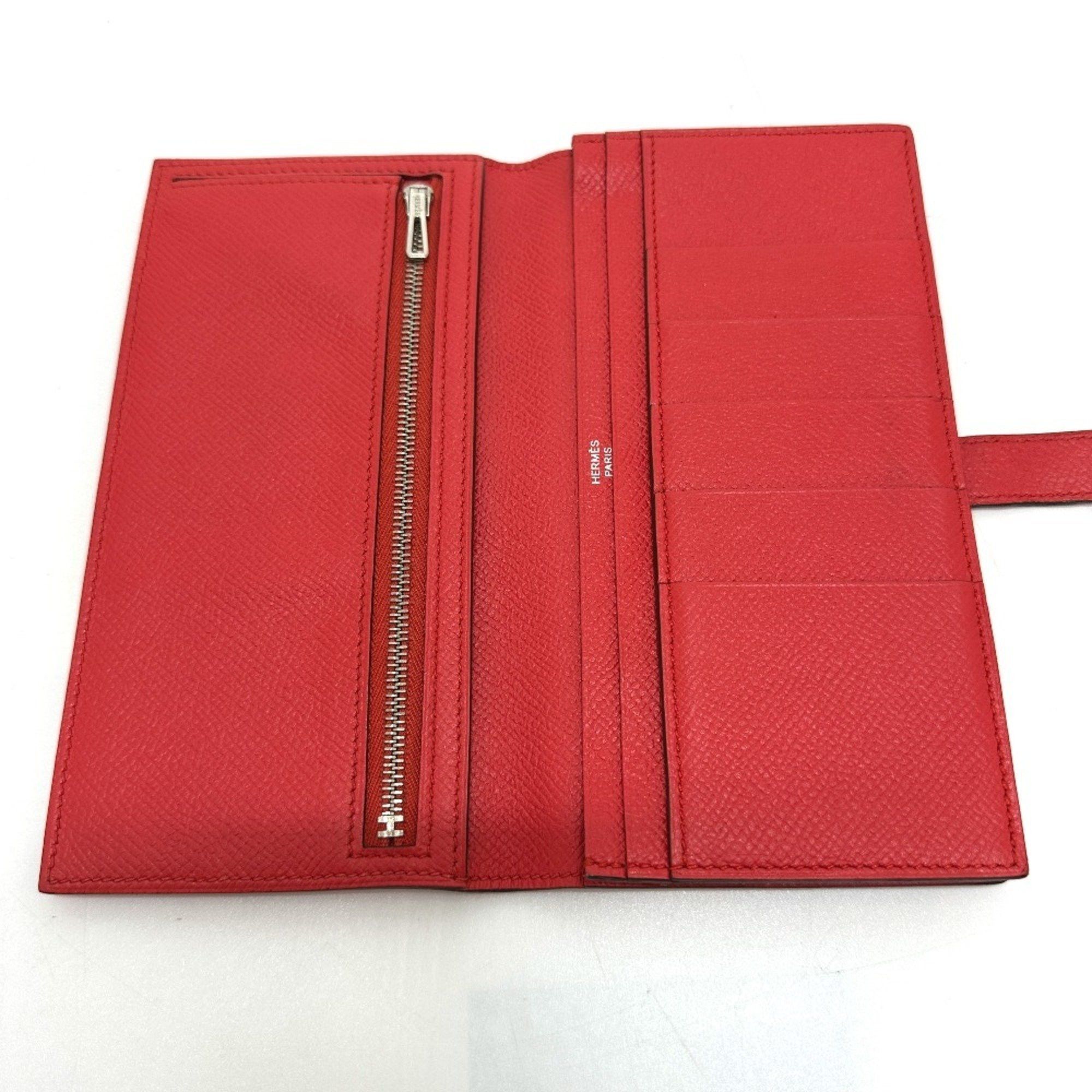 Hermes HERMES H hardware, Bearn soufflet bifold long wallet, Epson, women's, Rouge Tomato, red Size ONE SIZE - 9 Thumbnail