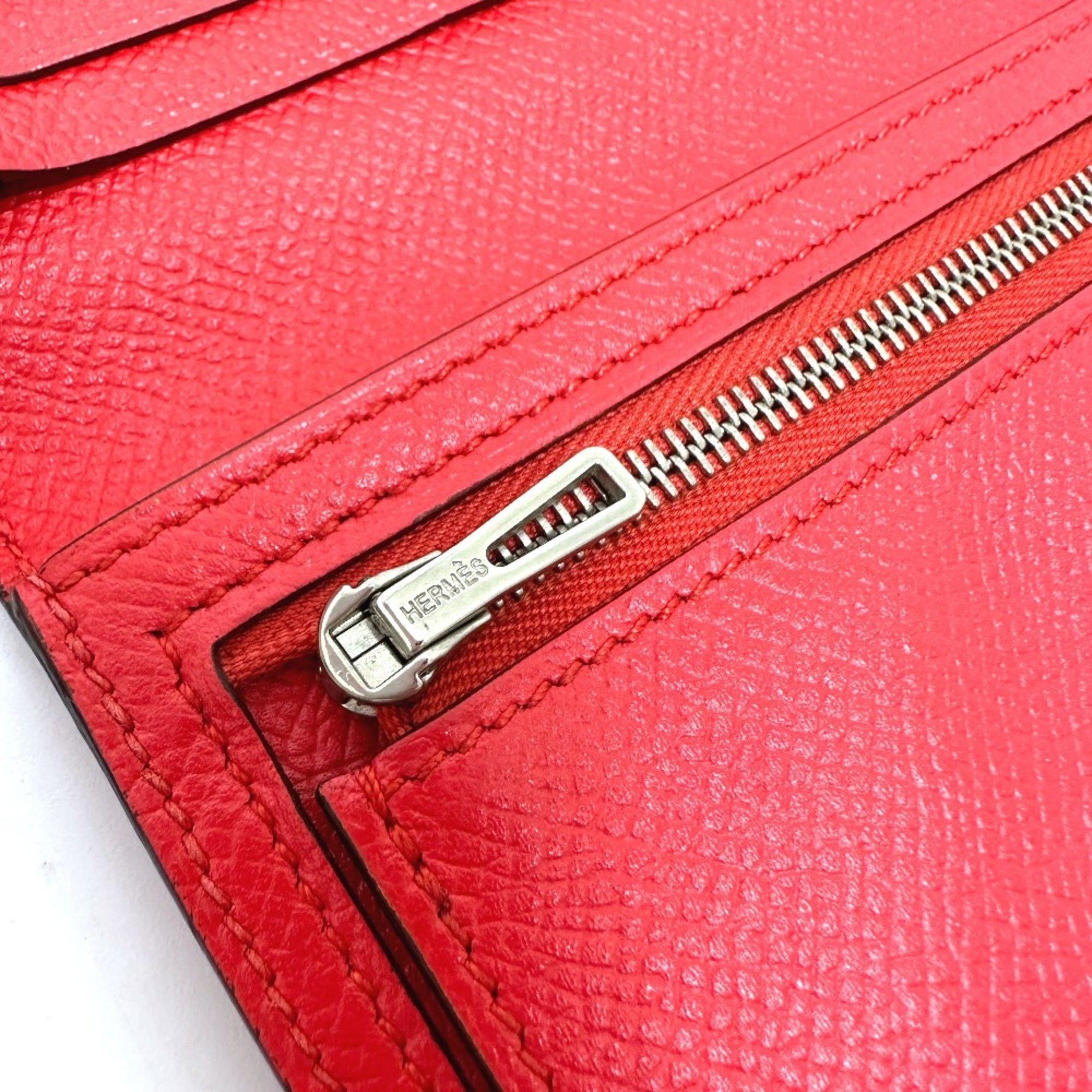 Hermes HERMES H hardware, Bearn soufflet bifold long wallet, Epson, women's, Rouge Tomato, red Size ONE SIZE - 10 Thumbnail