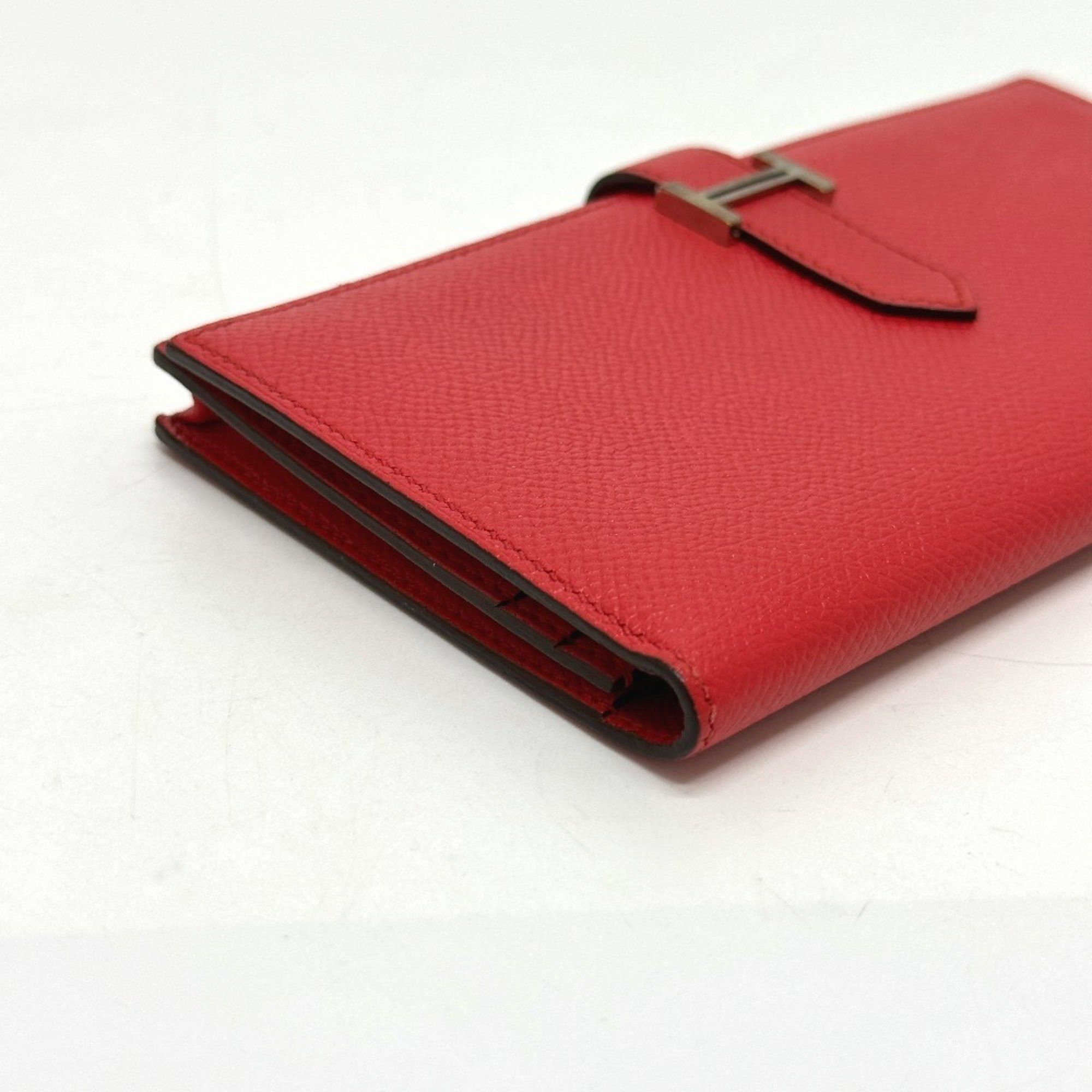 Hermes HERMES H hardware, Bearn soufflet bifold long wallet, Epson, women's, Rouge Tomato, red Size ONE SIZE - 5 Thumbnail
