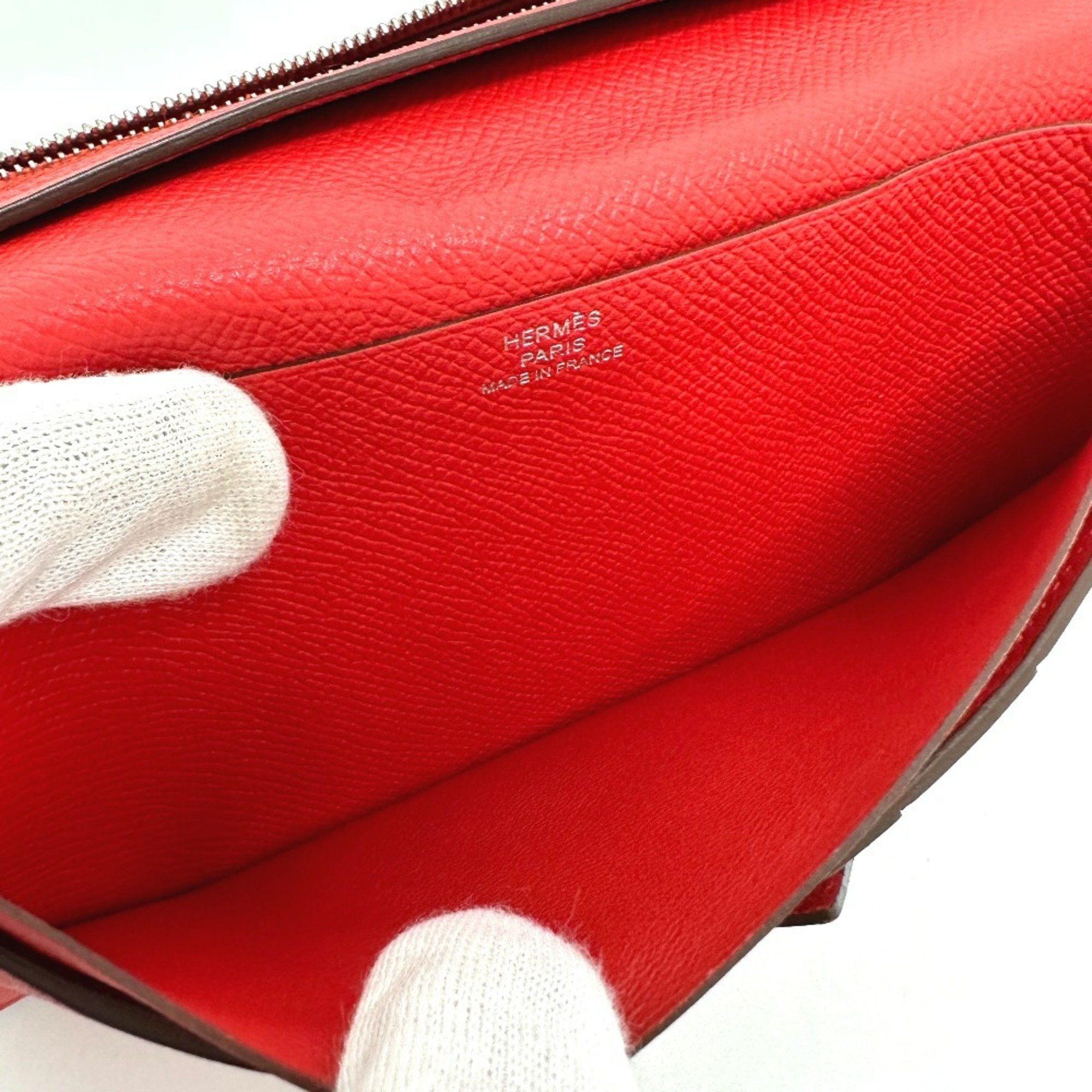 Hermes HERMES H hardware, Bearn soufflet bifold long wallet, Epson, women's, Rouge Tomato, red Size ONE SIZE - 12 Thumbnail