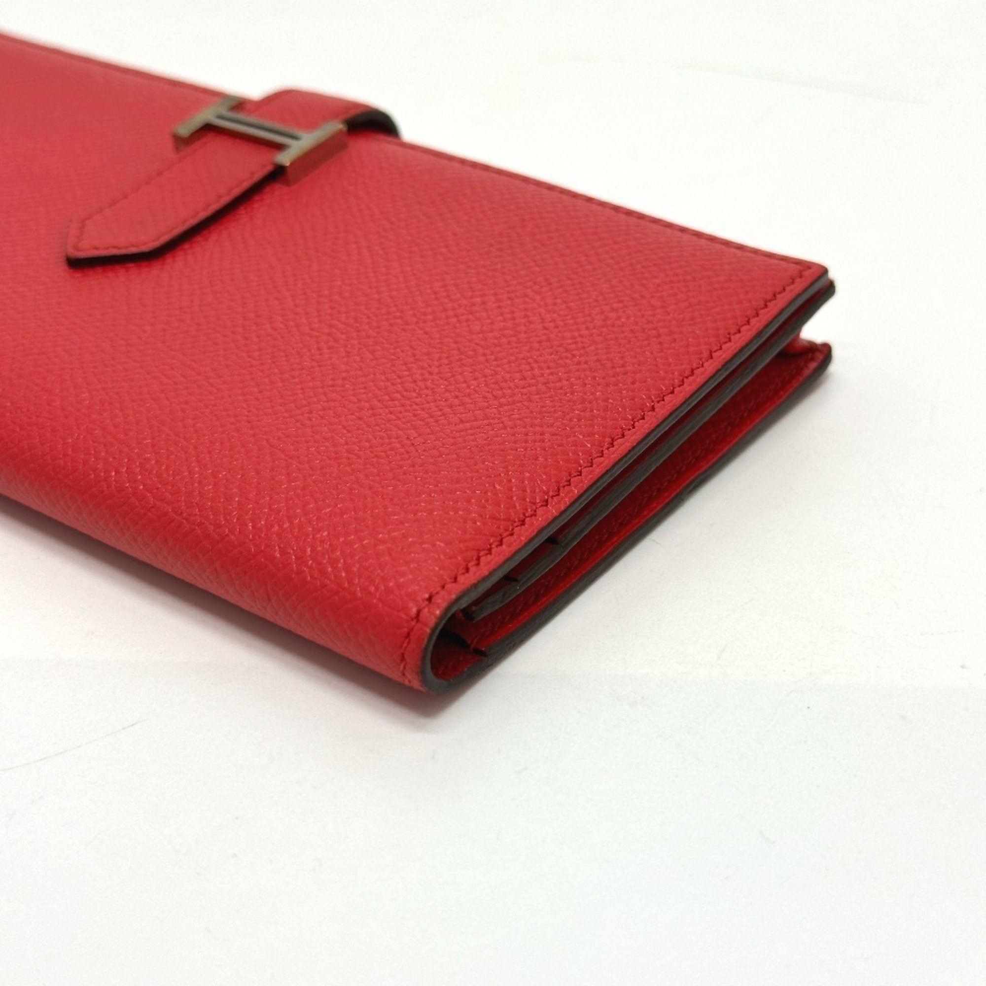 Hermes HERMES H hardware, Bearn soufflet bifold long wallet, Epson, women's, Rouge Tomato, red Size ONE SIZE - 4 Thumbnail