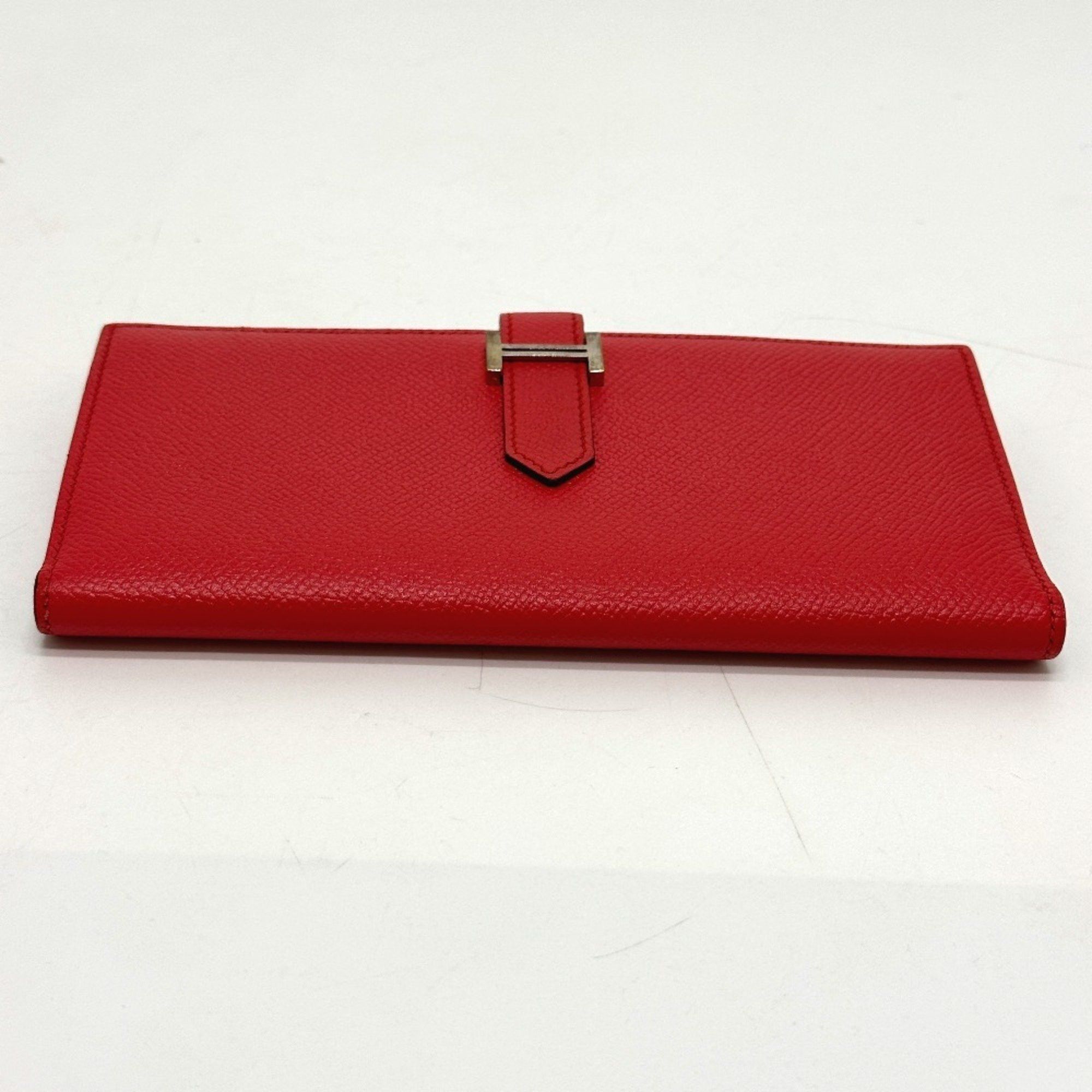 Hermes HERMES H hardware, Bearn soufflet bifold long wallet, Epson, women's, Rouge Tomato, red Size ONE SIZE - 3 Thumbnail