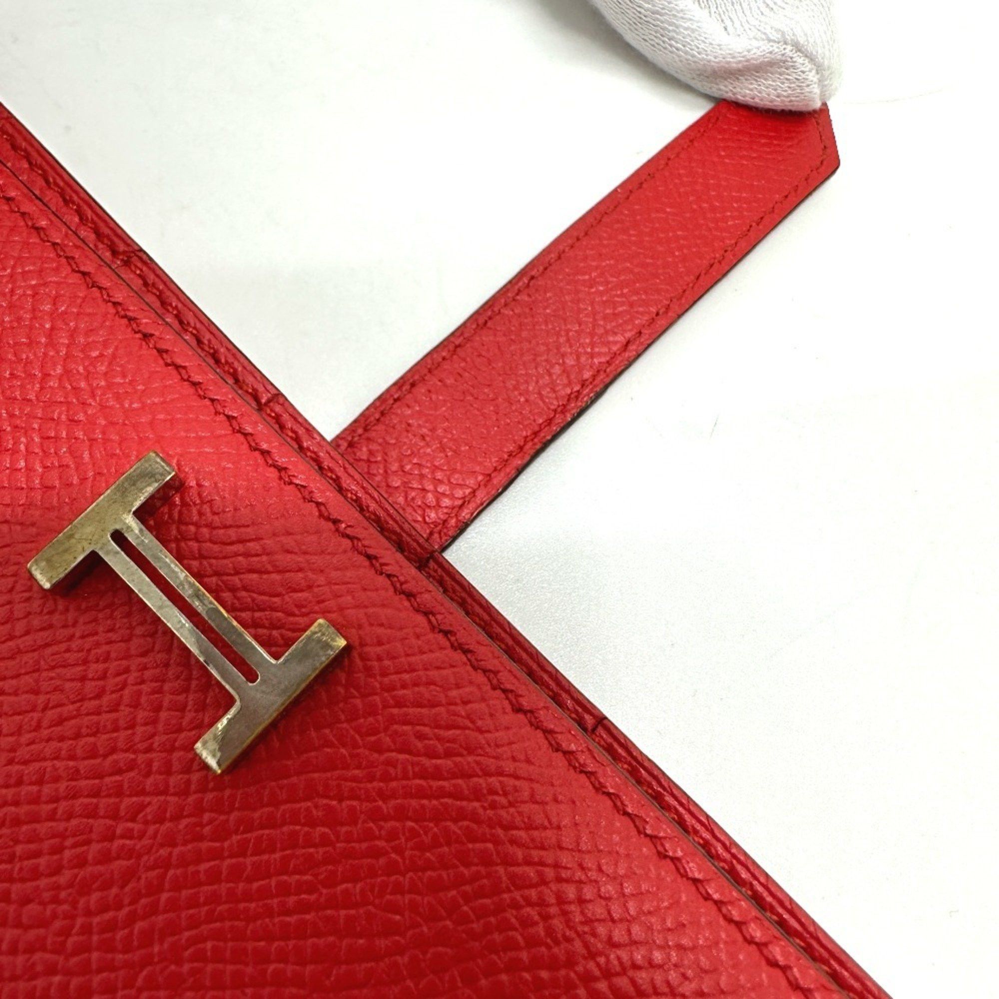 Hermes HERMES H hardware, Bearn soufflet bifold long wallet, Epson, women's, Rouge Tomato, red Size ONE SIZE - 8 Thumbnail