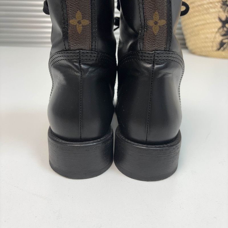 Louis Vuitton Louis Vuitton Metropolis Black Leather Combat Boots 0079 Size US 6.5 / EU 39-40 - 3 Thumbnail