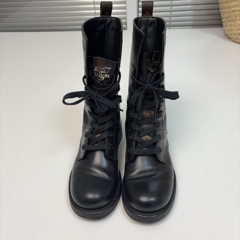 Louis Vuitton Louis Vuitton Metropolis Black Leather Combat Boots 0079 Size US 6.5 / EU 39-40 - 2 Thumbnail