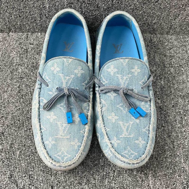 Louis Vuitton Louis Vuitton Blue Denim Moccasin Shoes for Men 0079 Size US 8.5 / EU 41-42 - 2 Thumbnail