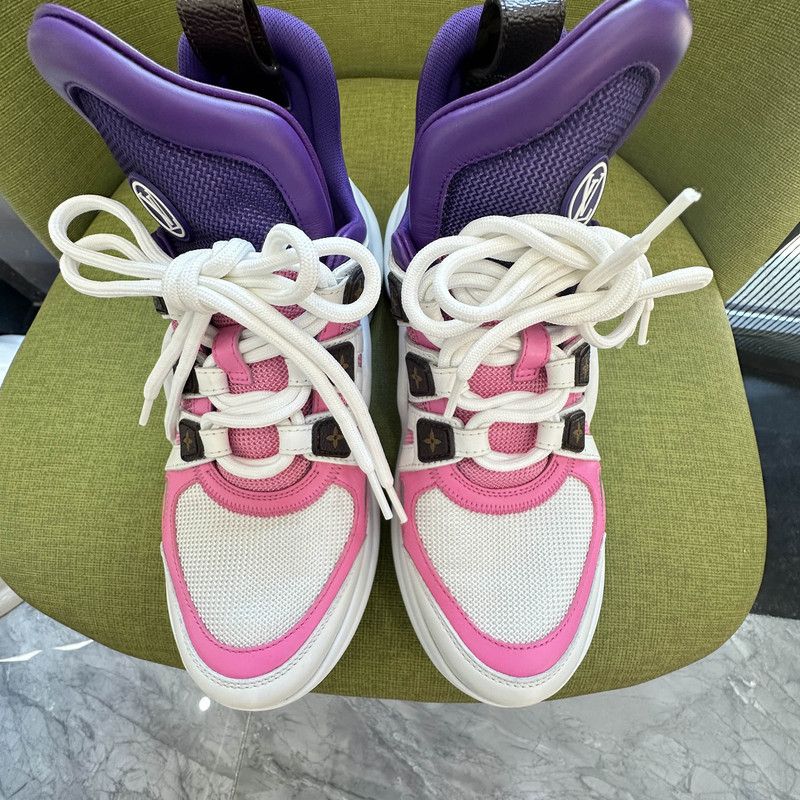 Louis Vuitton Louis Vuitton Archlight Sneakers in White and Purple 0079 Size US 5.5 / EU 38 - 2 Thumbnail