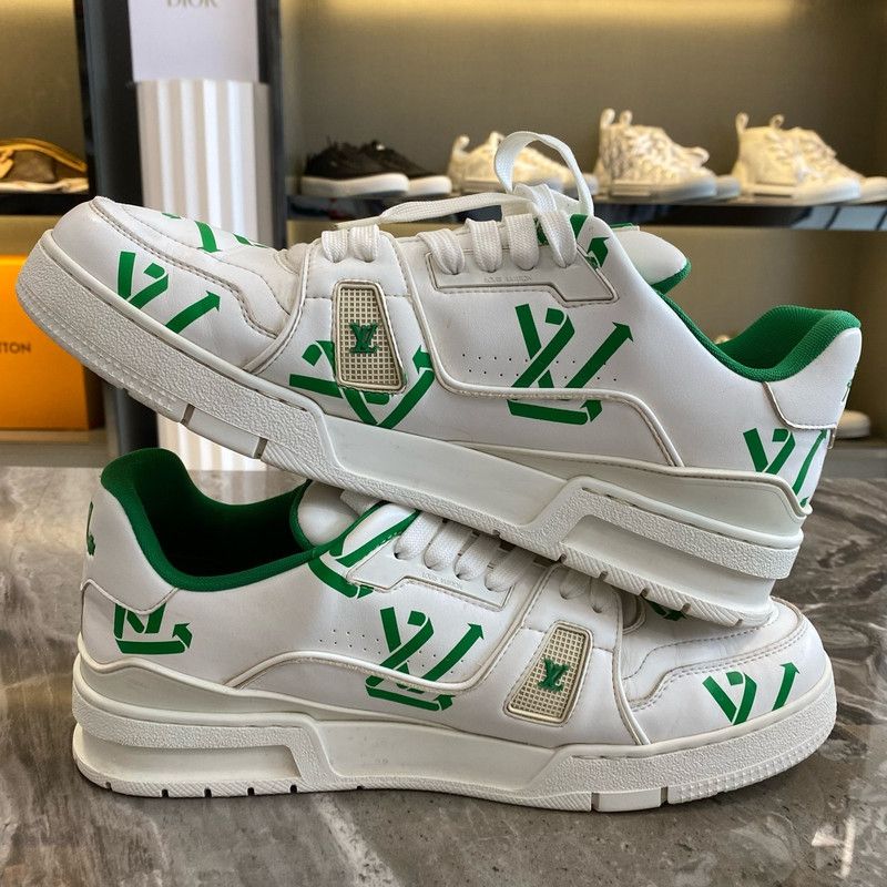 Louis Vuitton Louis Vuitton Green Logo Low-Top Sneakers 0079 Size US 9.5 / EU 42-43 - 6 Thumbnail